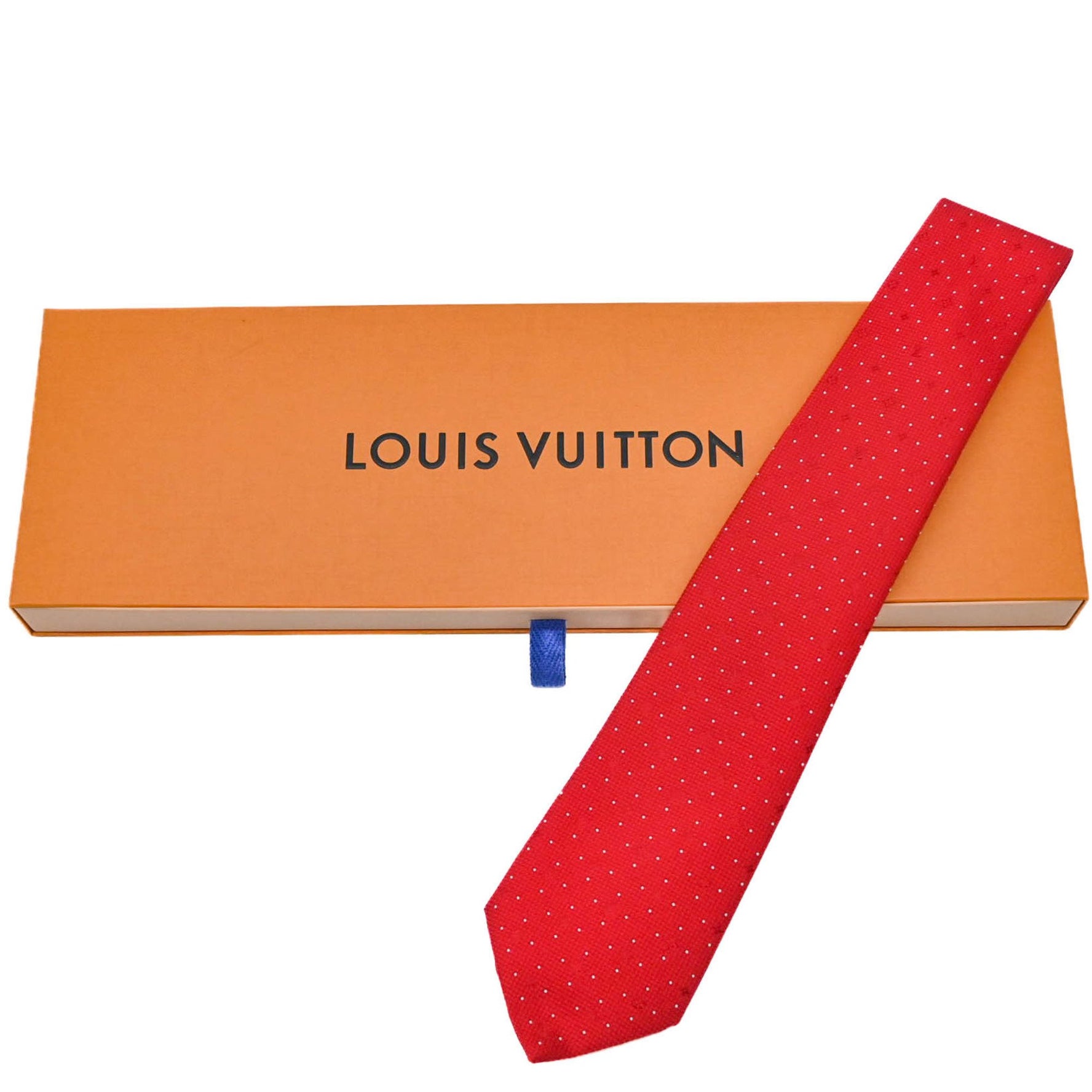Louis Vuitton Necktie Cravat Monogram Microdot Silk Red