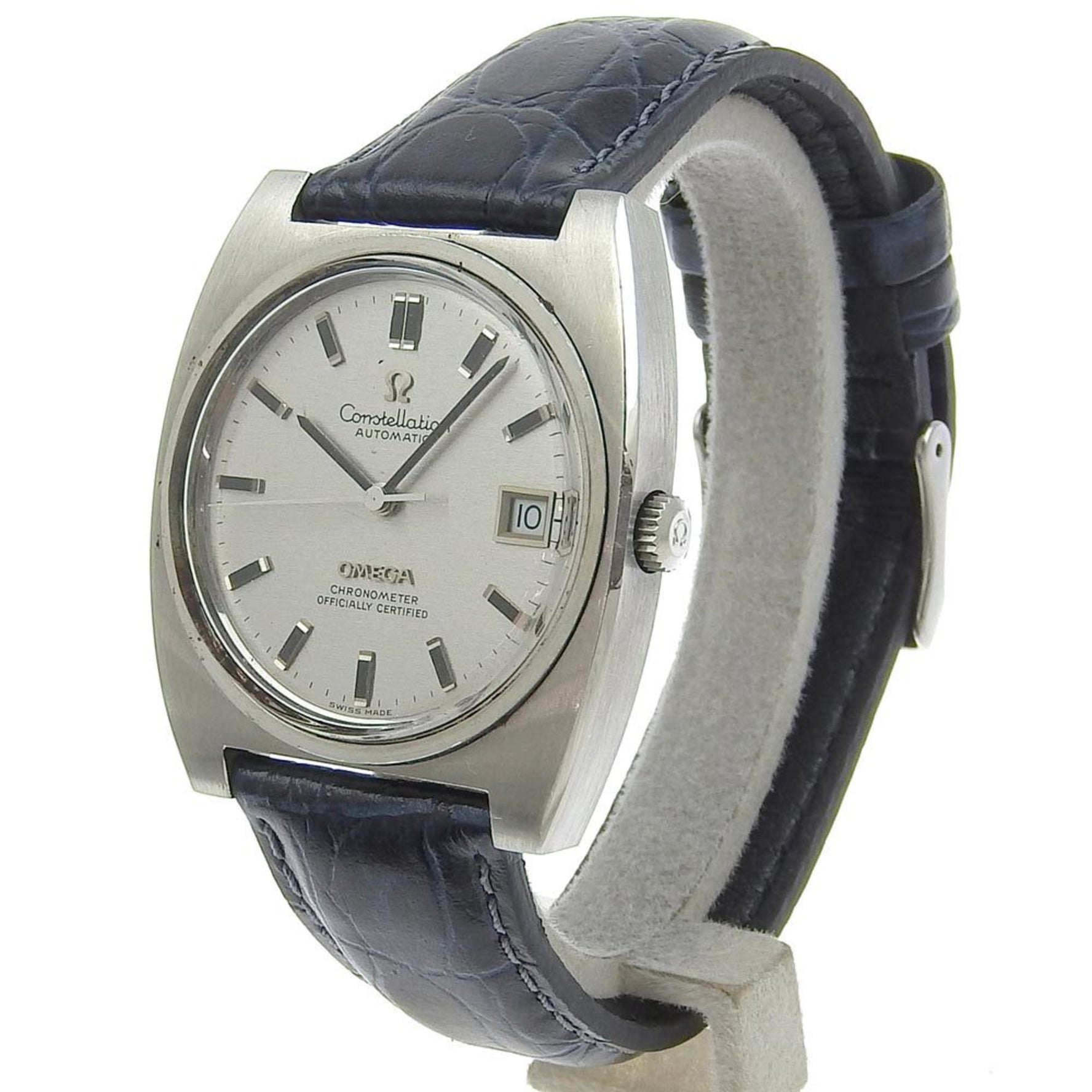 OMEGA Constellation Watch Chronometer Stainless Steel x Embossed Leather Automatic Silver Dial