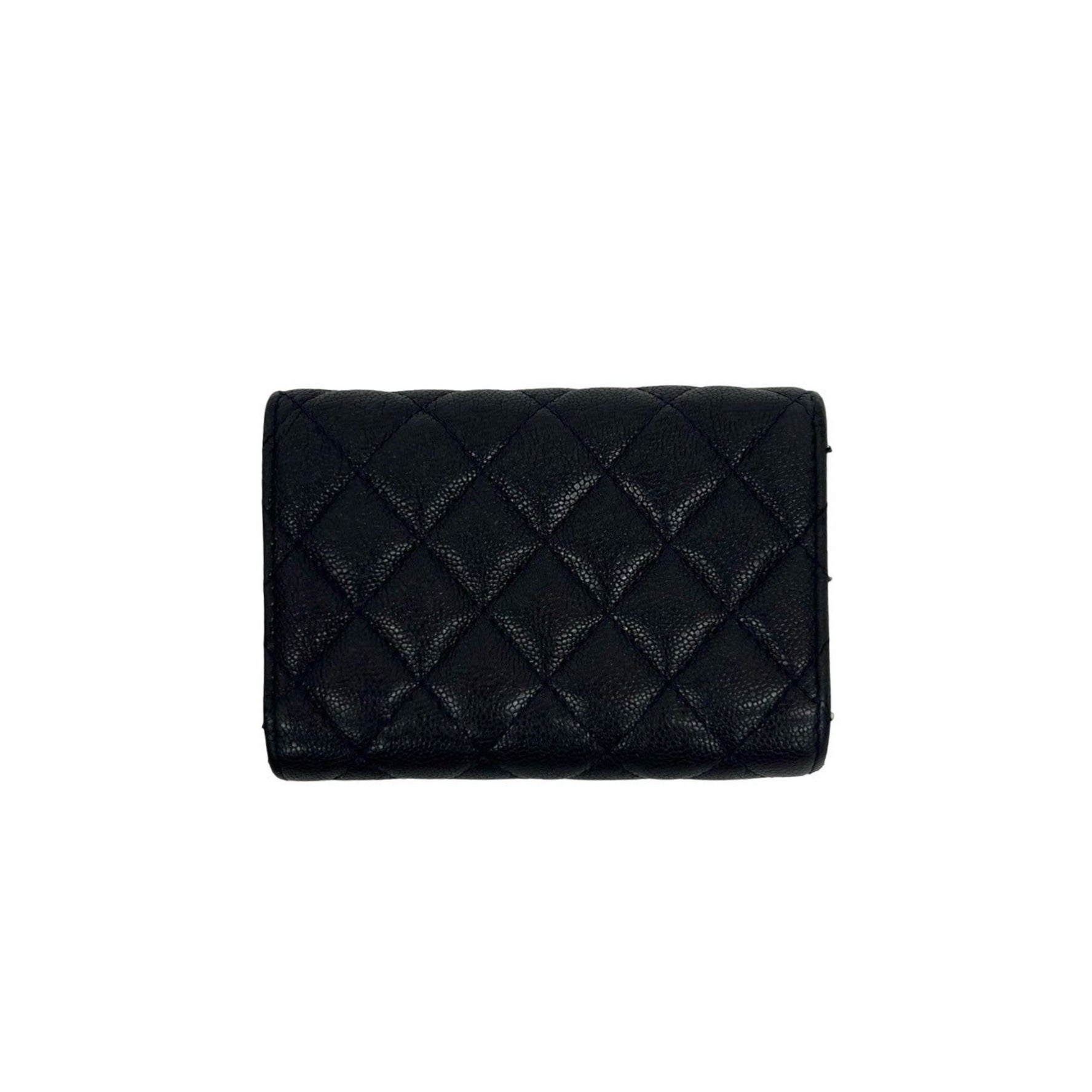 CHANEL Boy Matelasse Coco Caviar Leather Tri-fold Wallet, No. 28