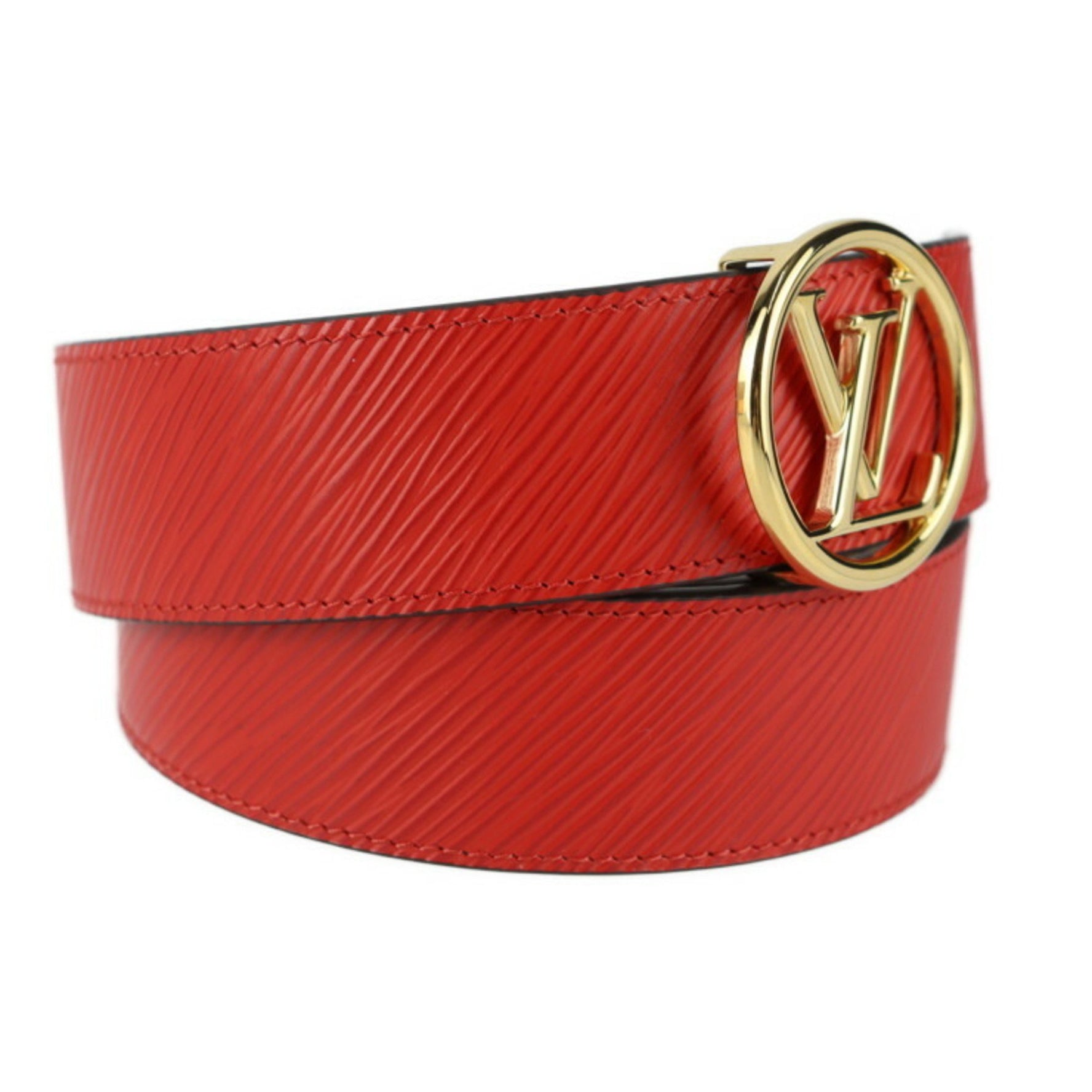 Louis Vuitton Santur LV Circle Reversible Belt Size 80 32 Monogram Canvas Epi Leather Brown Coquelicot