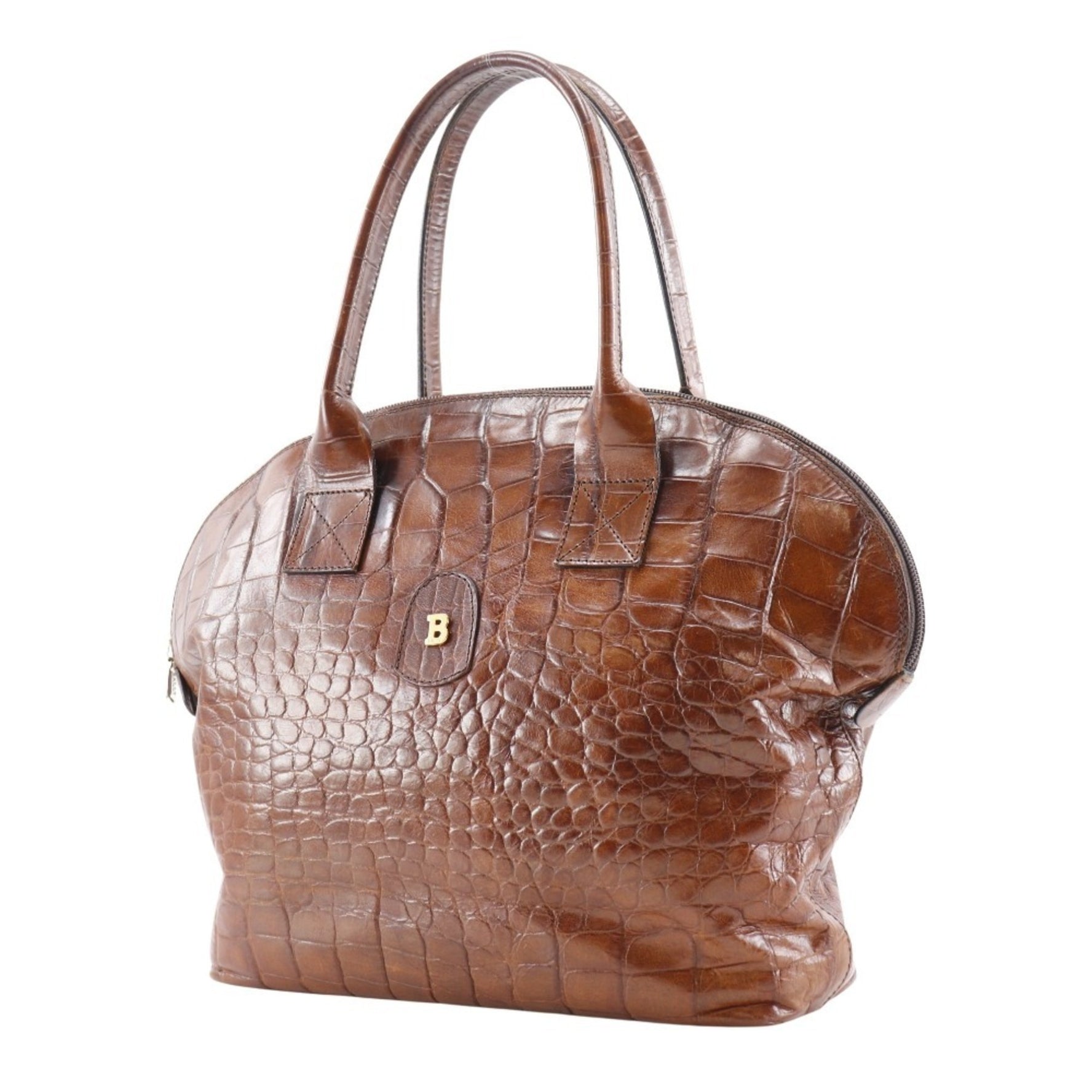 BALLY B handbag, embossed leather, logo, unisex