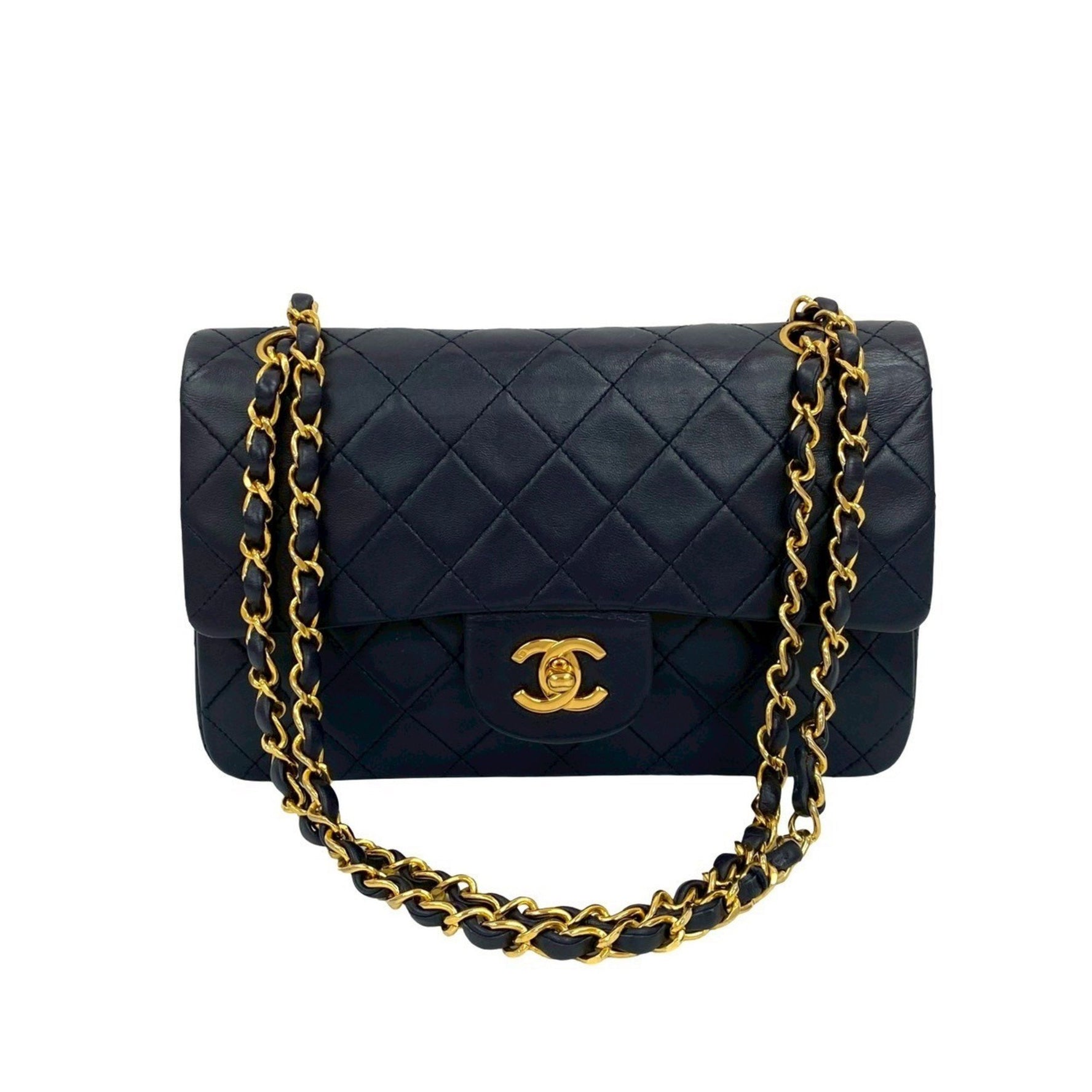 CHANEL Matelasse Coco Double Flap Lambskin Leather Chain Shoulder Bag