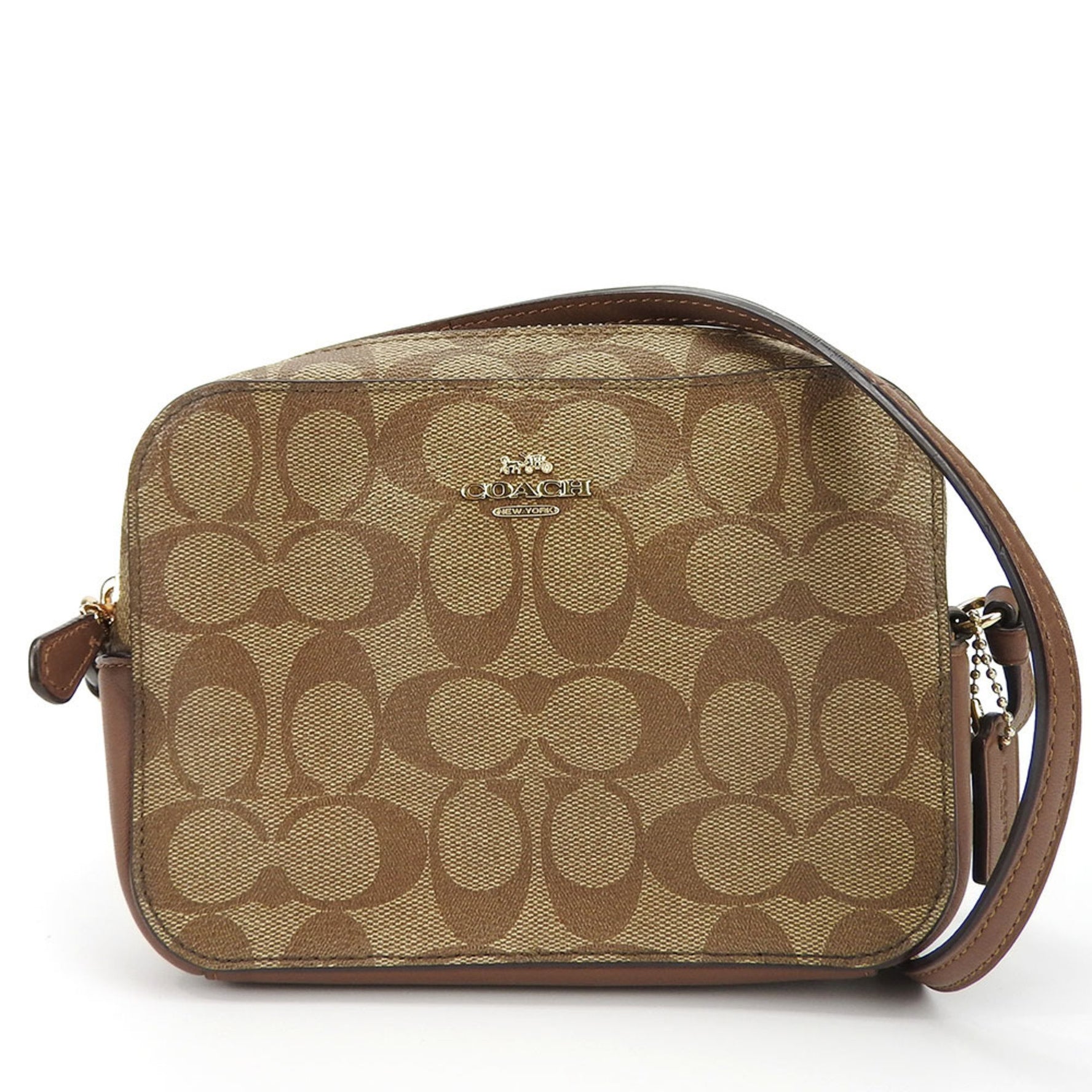 Coach Signature Coated Canvas and Leather Shoulder Bag in Mini Pochette