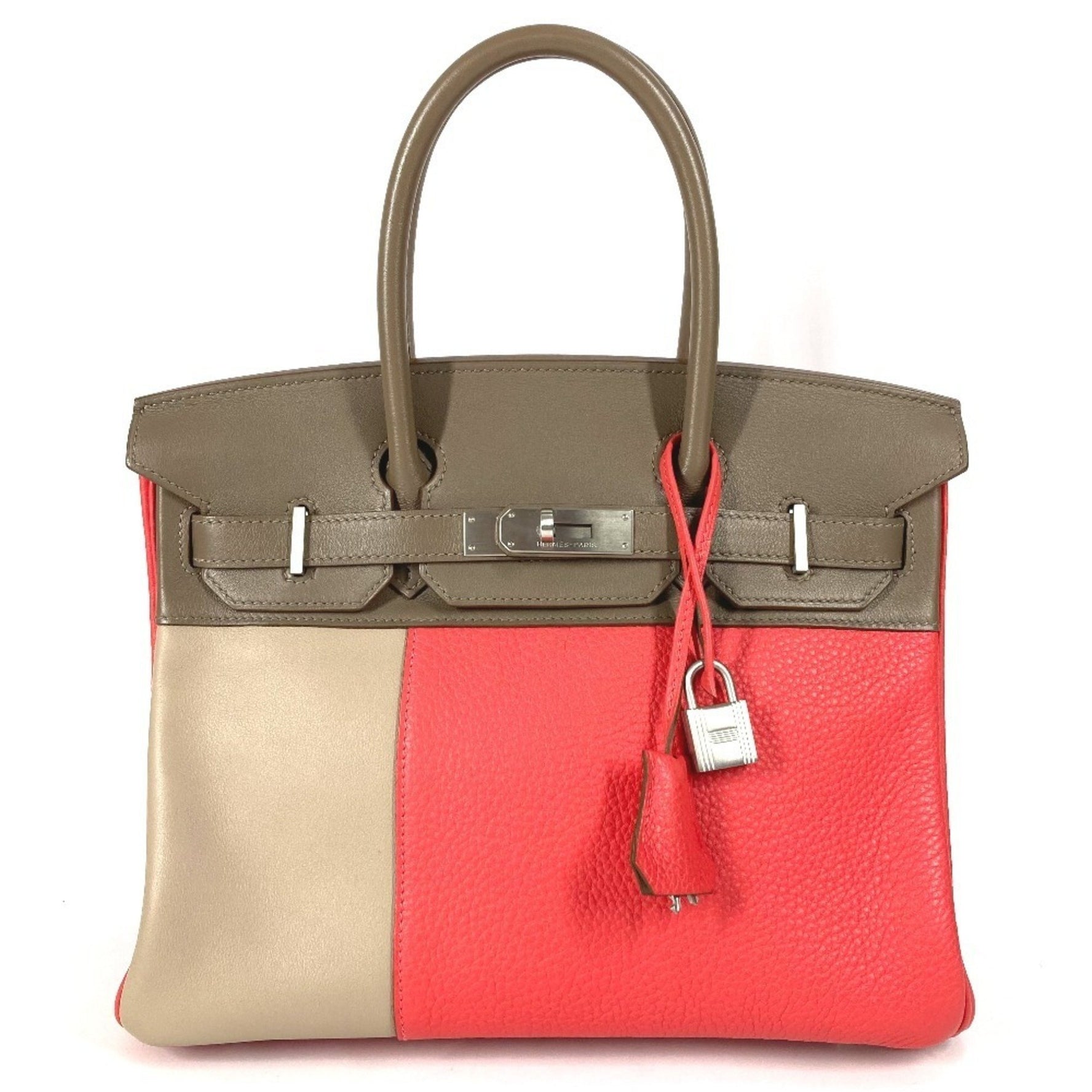 HERMES Birkin 30 Tote Bag Handbag in Taurillon Swift Leather for Men and Women, Etoupe, Argile, Rose Jaipur, Pink