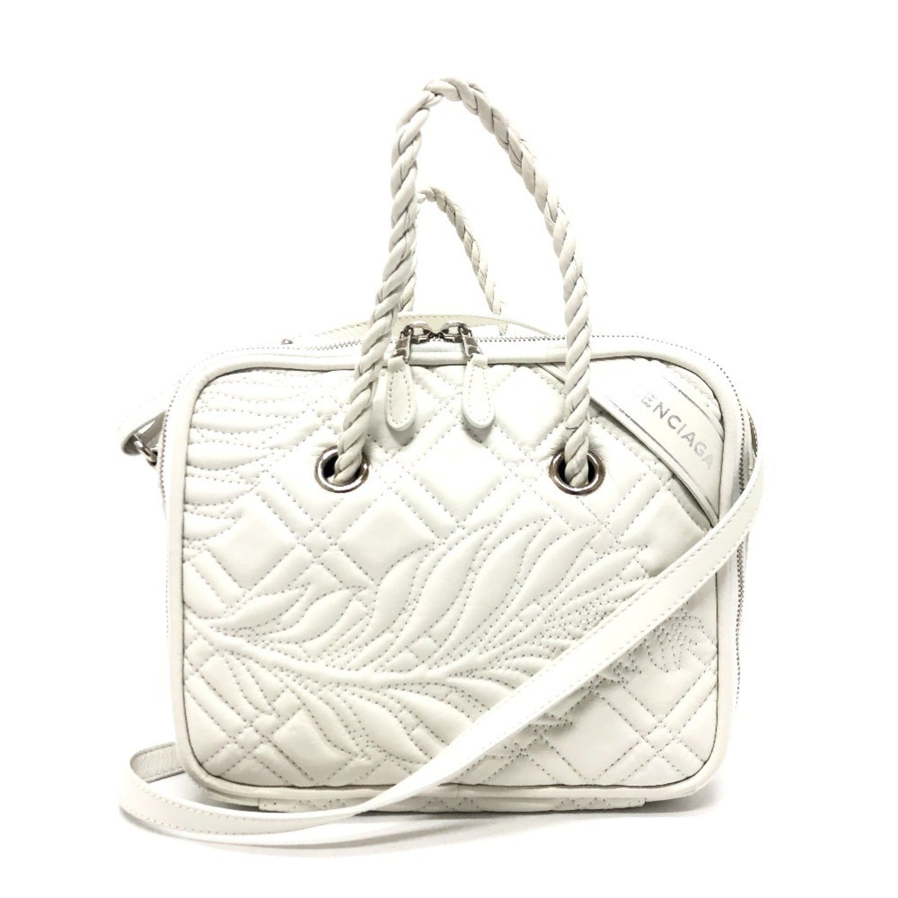 BALENCIAGA Quilted Blanket Square S Bag Shoulder Handbag Leather