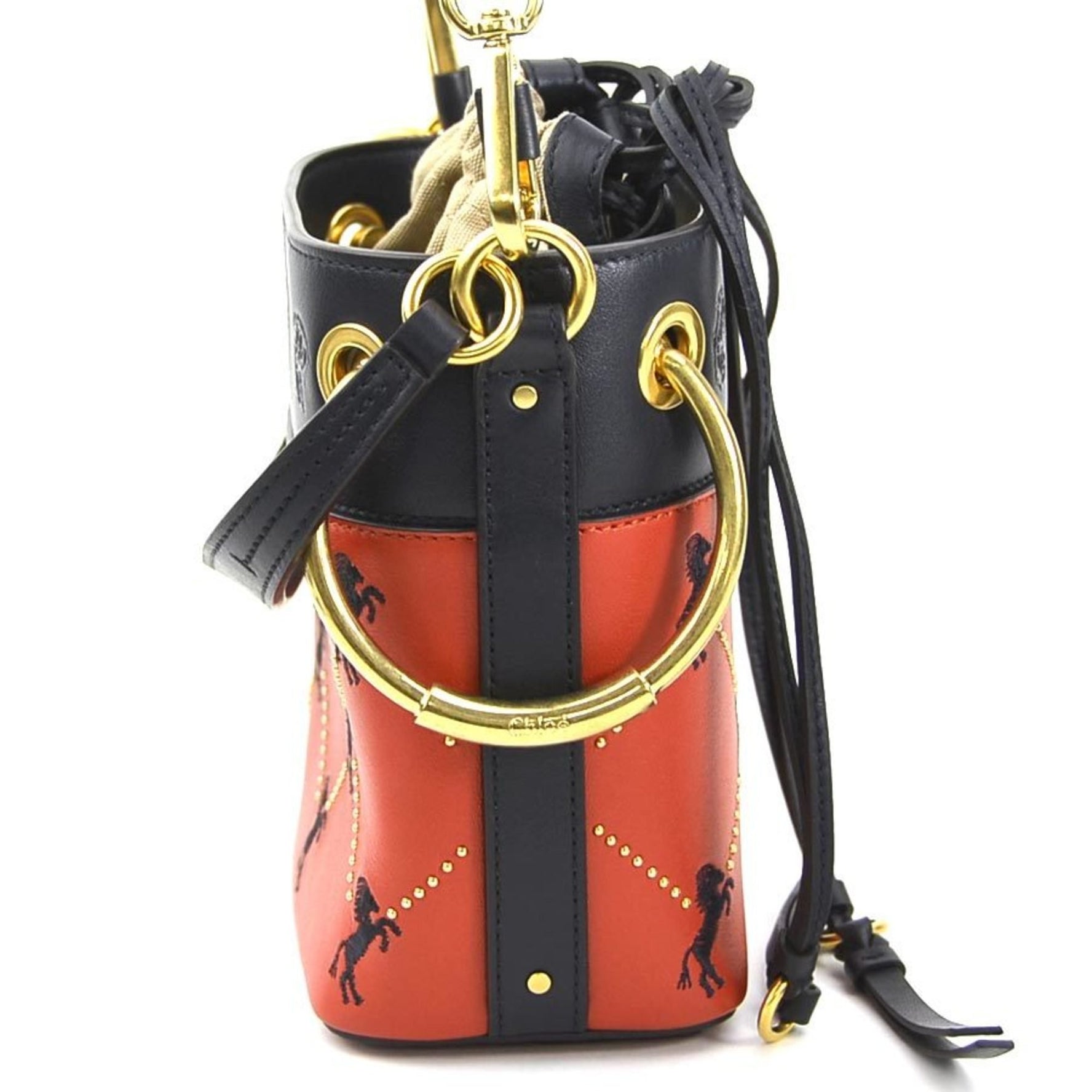 Chloé Chloe Shoulder Bag Leather Navy x Red