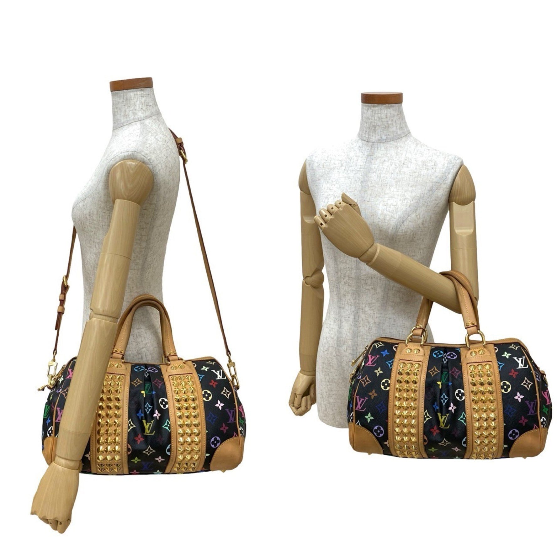 Louis Vuitton Courtney MM Monogram Multicolor Leather Handbag/Shoulder Bag, Noir