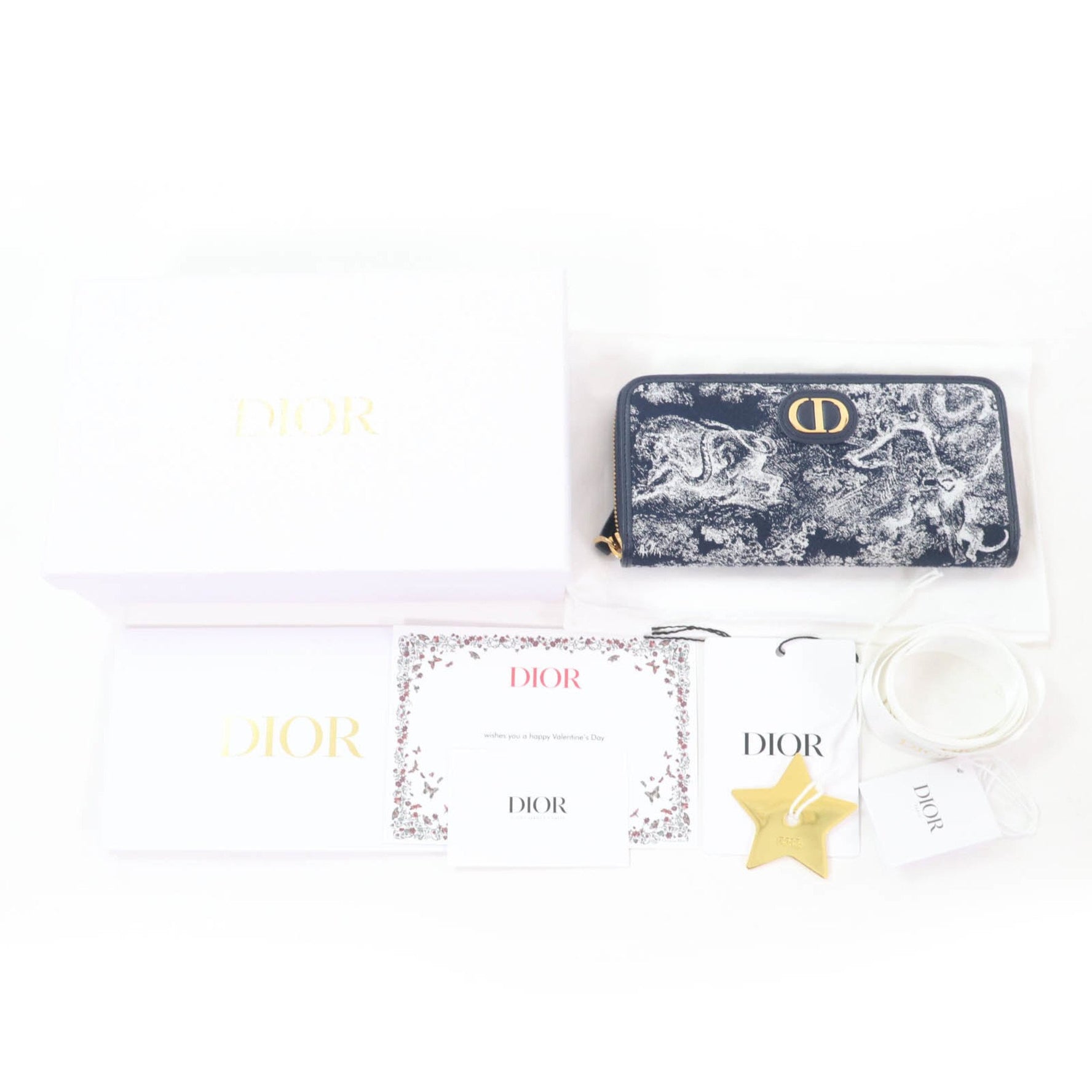 Christian Dior 30 Montaigne Voyageur Long Wallet, Reverse Toile de Jouy Jacquard, Box and Dust Bag Included, Made in Italy