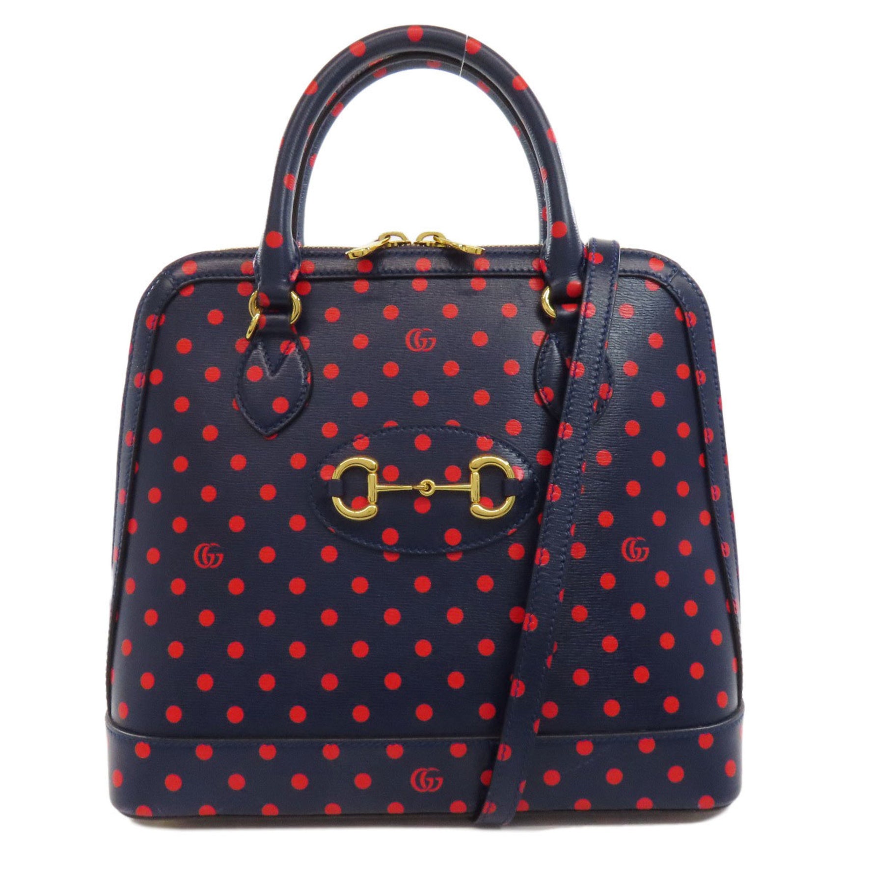 Gucci Horsebit Polka Dot Handbag Leather