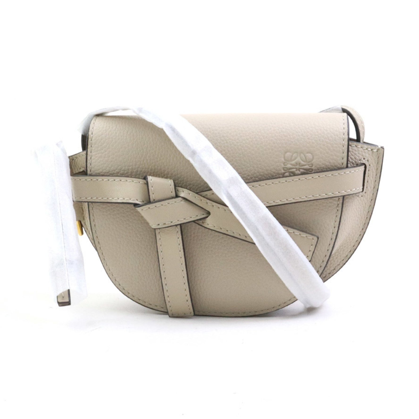 LOEWE Gate Mini Shoulder Bag in Greige Leather