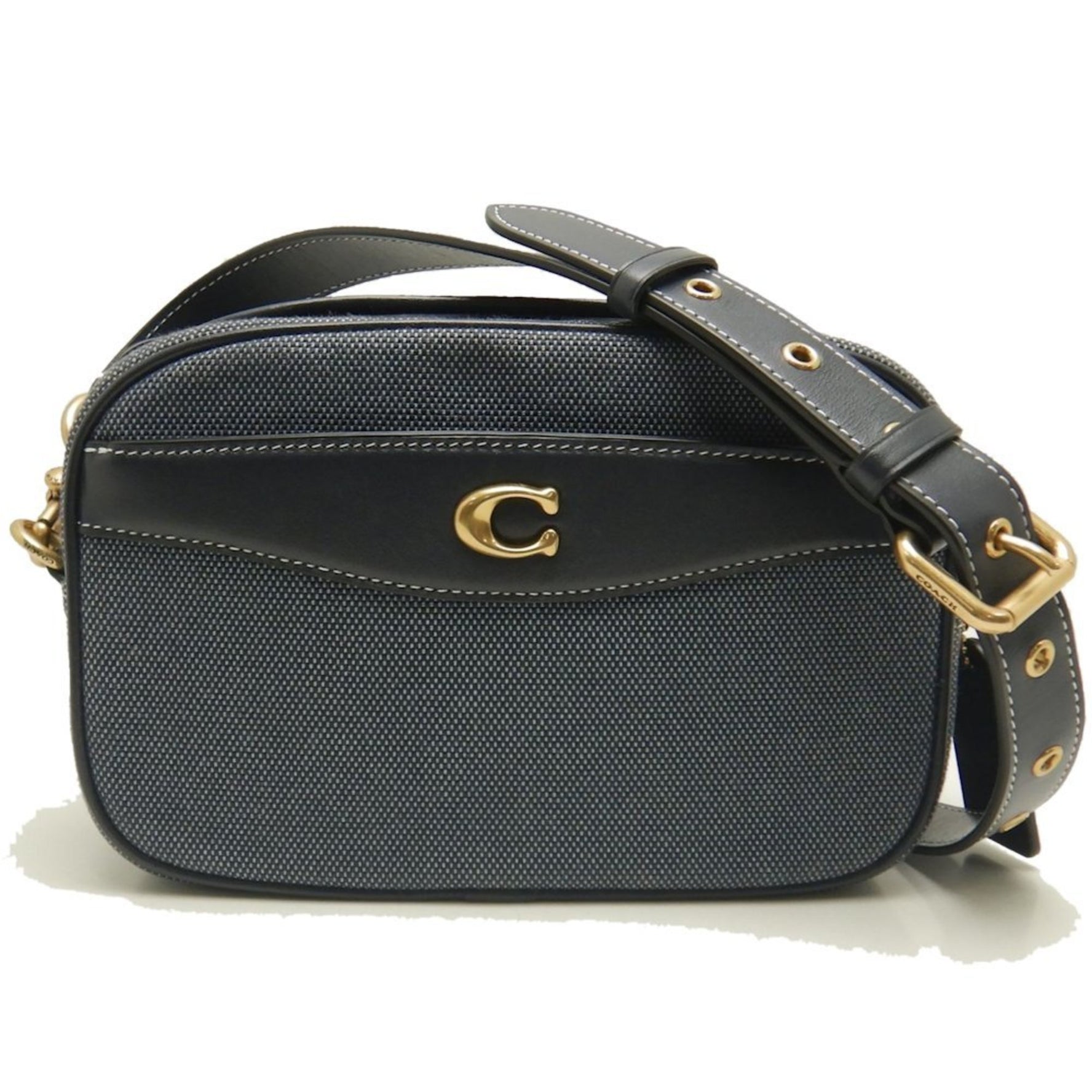 COACH Camera Bag Shoulder Canvas x Leather Midnight Outlet