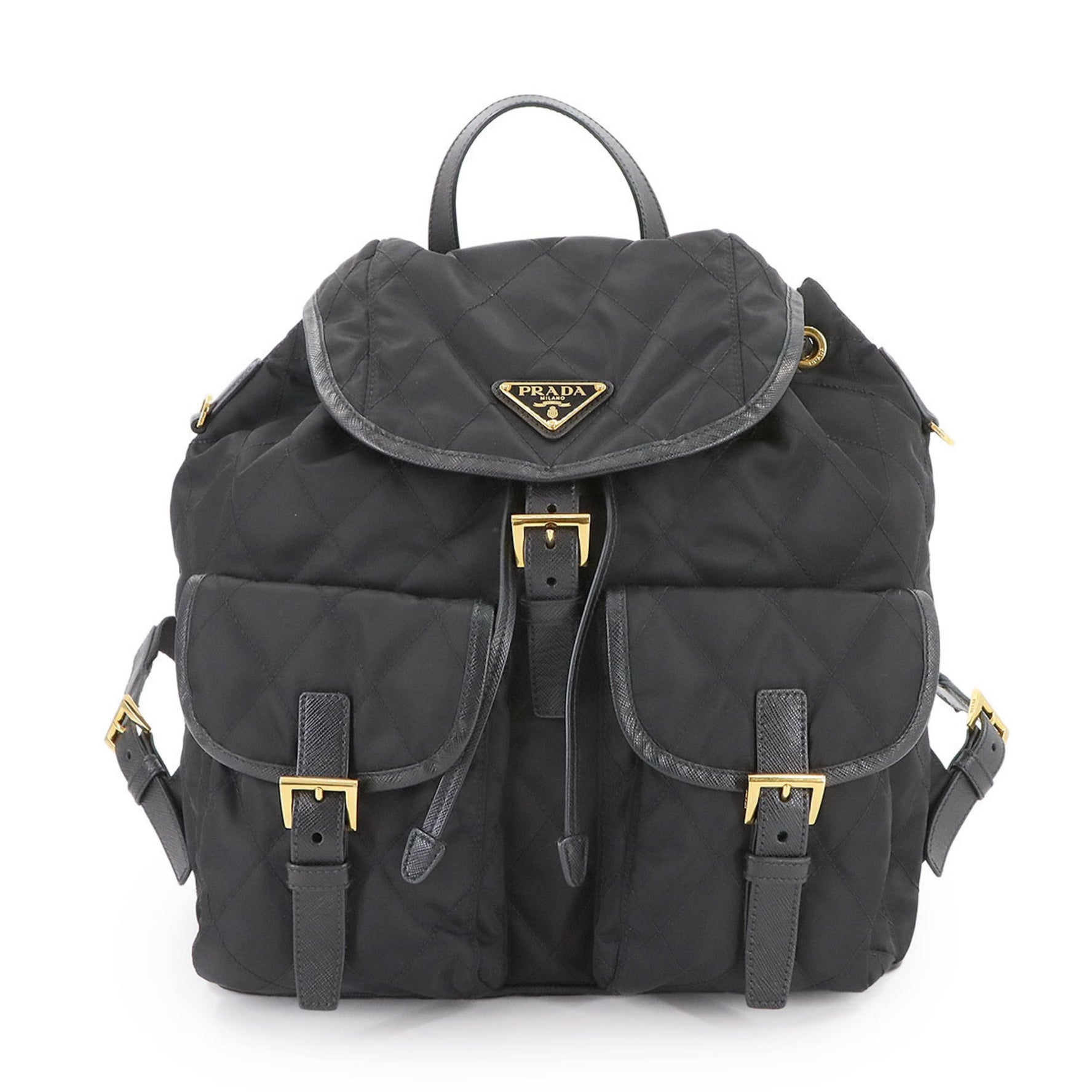 Prada Backpack, Quilted Nylon and Saffiano Leather, Black, 1BZ811