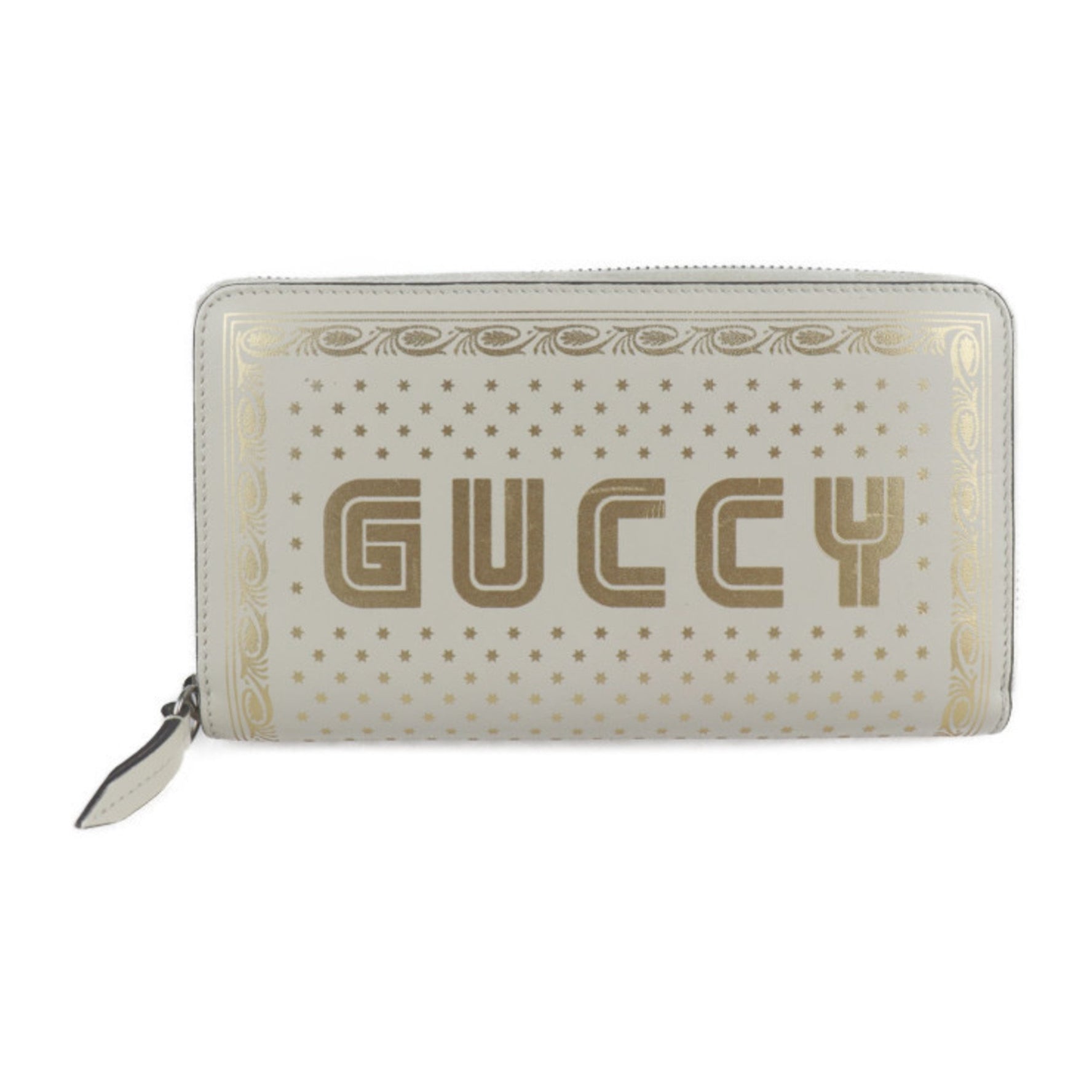 GUCCI GUCCY SEGA Collaboration Long Wallet Leather Ivory Gold Round Zipper