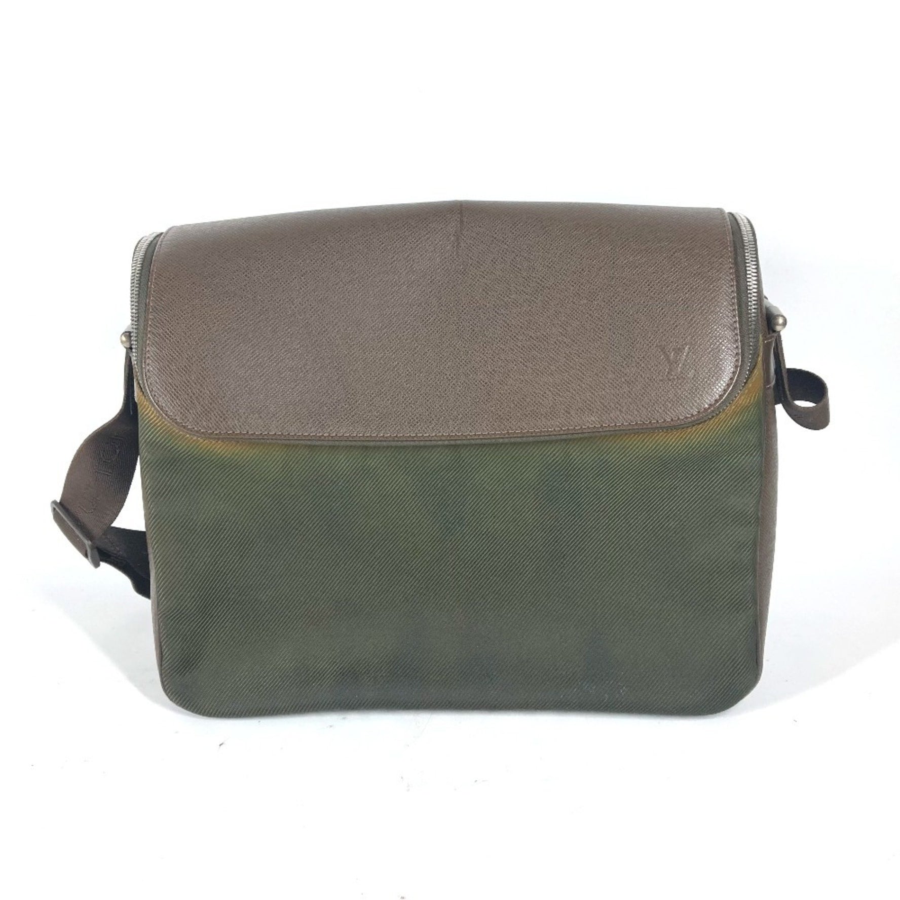 Louis Vuitton Taiga Taimir Bag Shoulder Leather Nylon Grisli