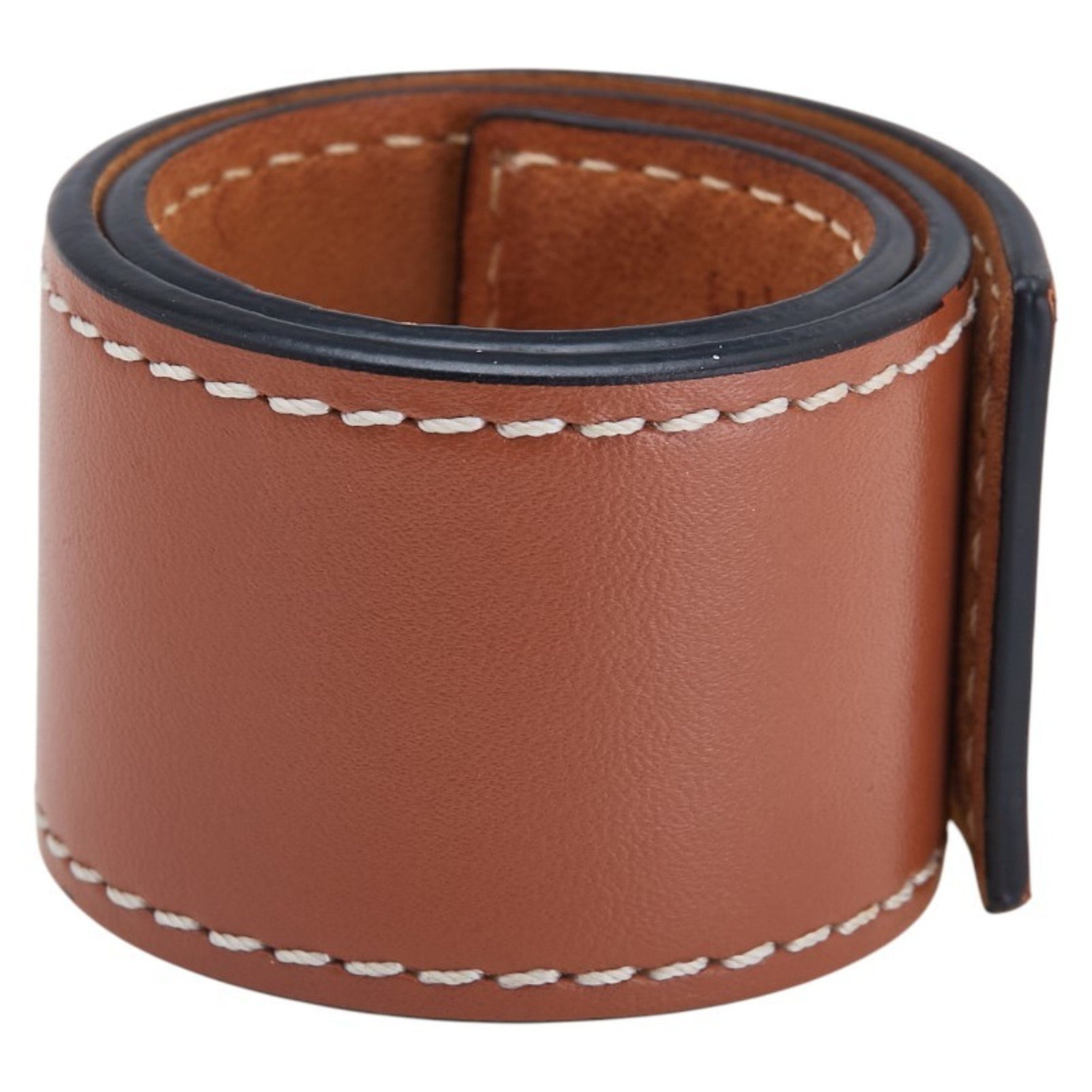 LOEWE Anagram Small Slap Bracelet in Tan and Leather