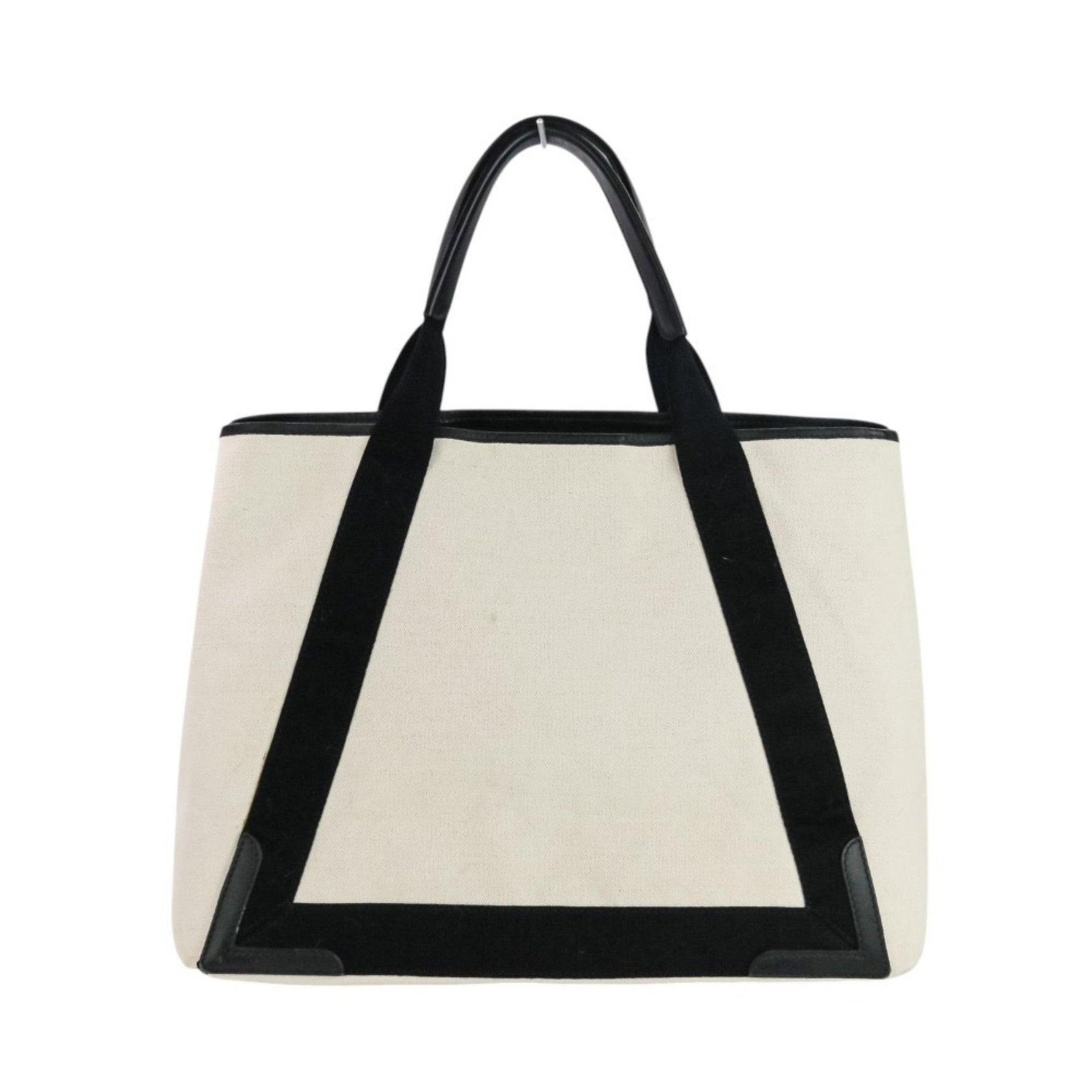 BALENCIAGA Navy Cabas M Canvas Tote Bag Ivory Black