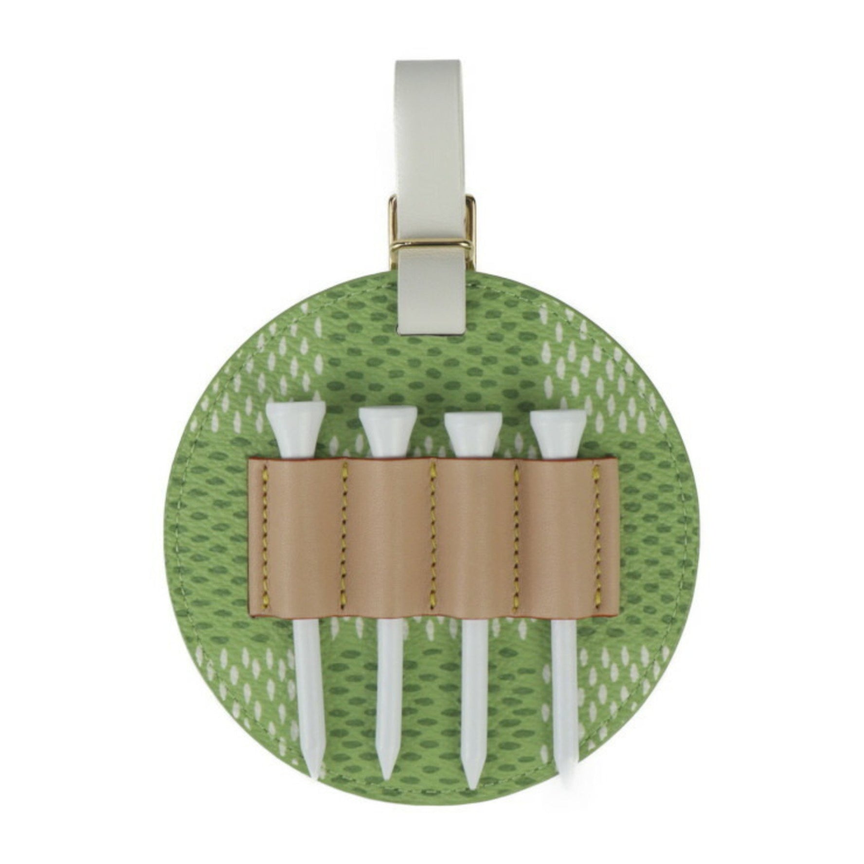 Louis Vuitton Bag Tag Golf Tee Accessories Leather Damier Canvas Green White Charm