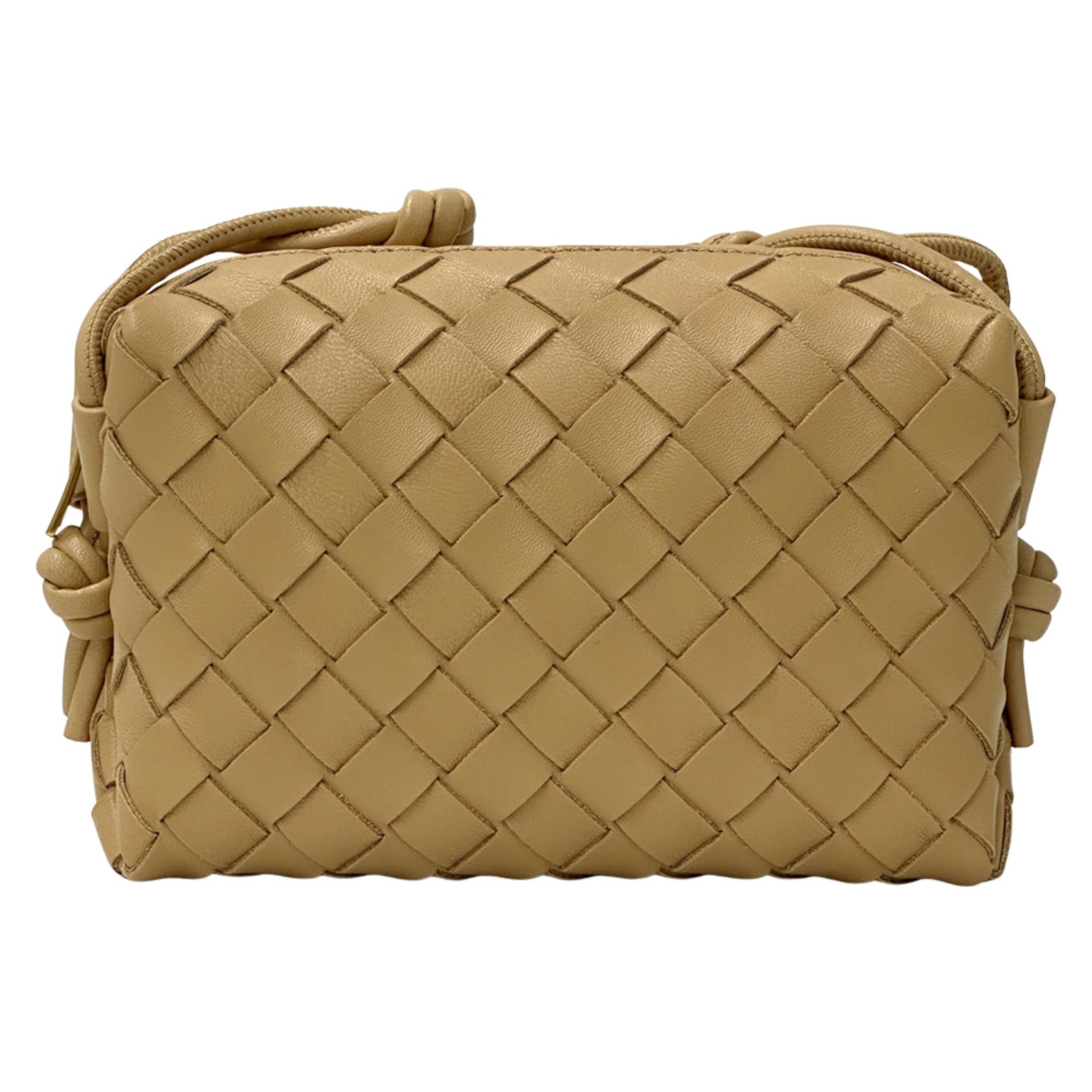 Bottega Veneta Medium Intrecciato Leather Shoulder Bag with Mini Loop Camera in and Nude