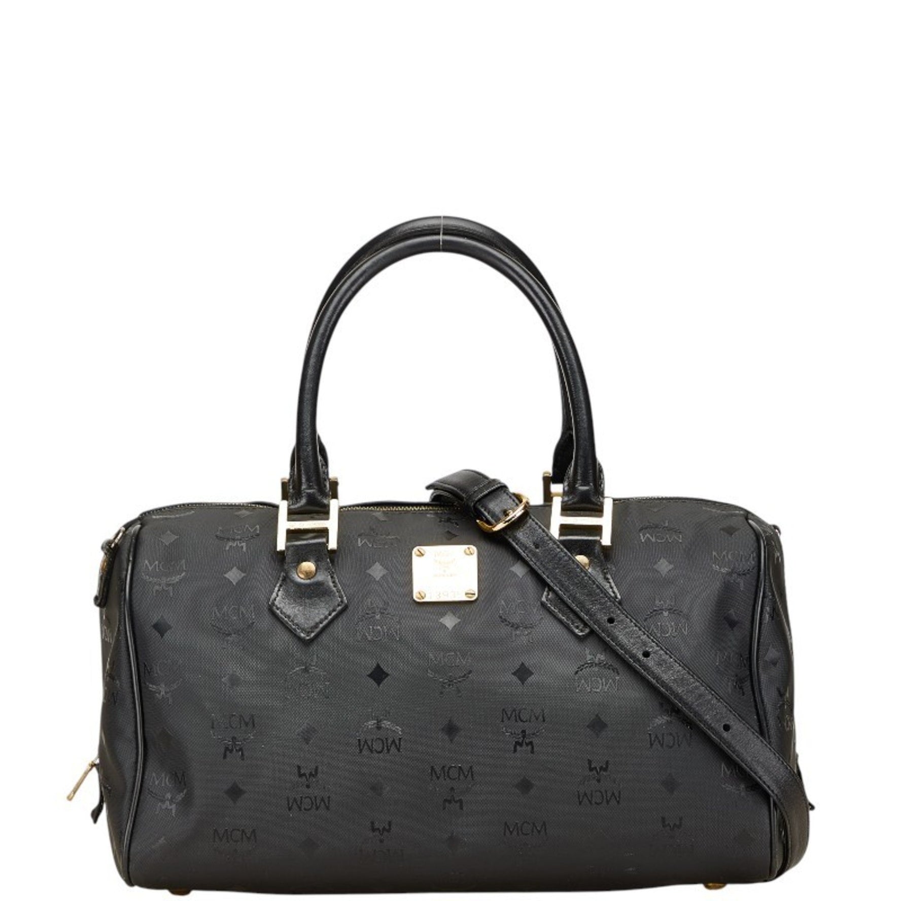 MCM Visetos Logogram Boston/Shoulder Bag, Nylon and Leather