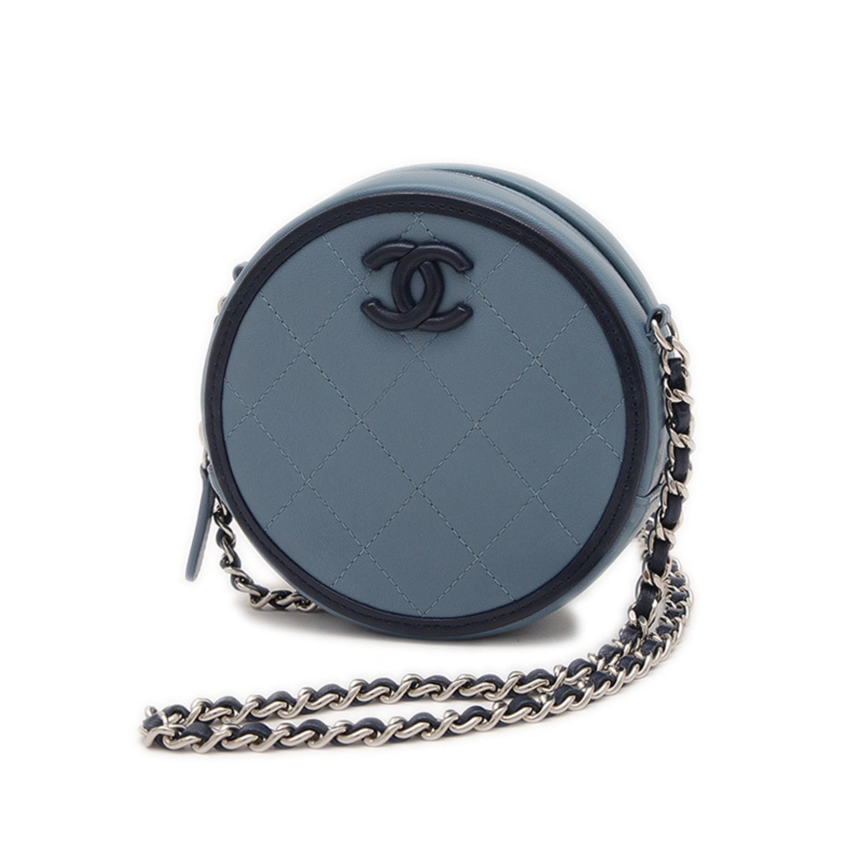 Chanel Coco Mark Round Chain Pouch Shoulder Bag Lambskin BP