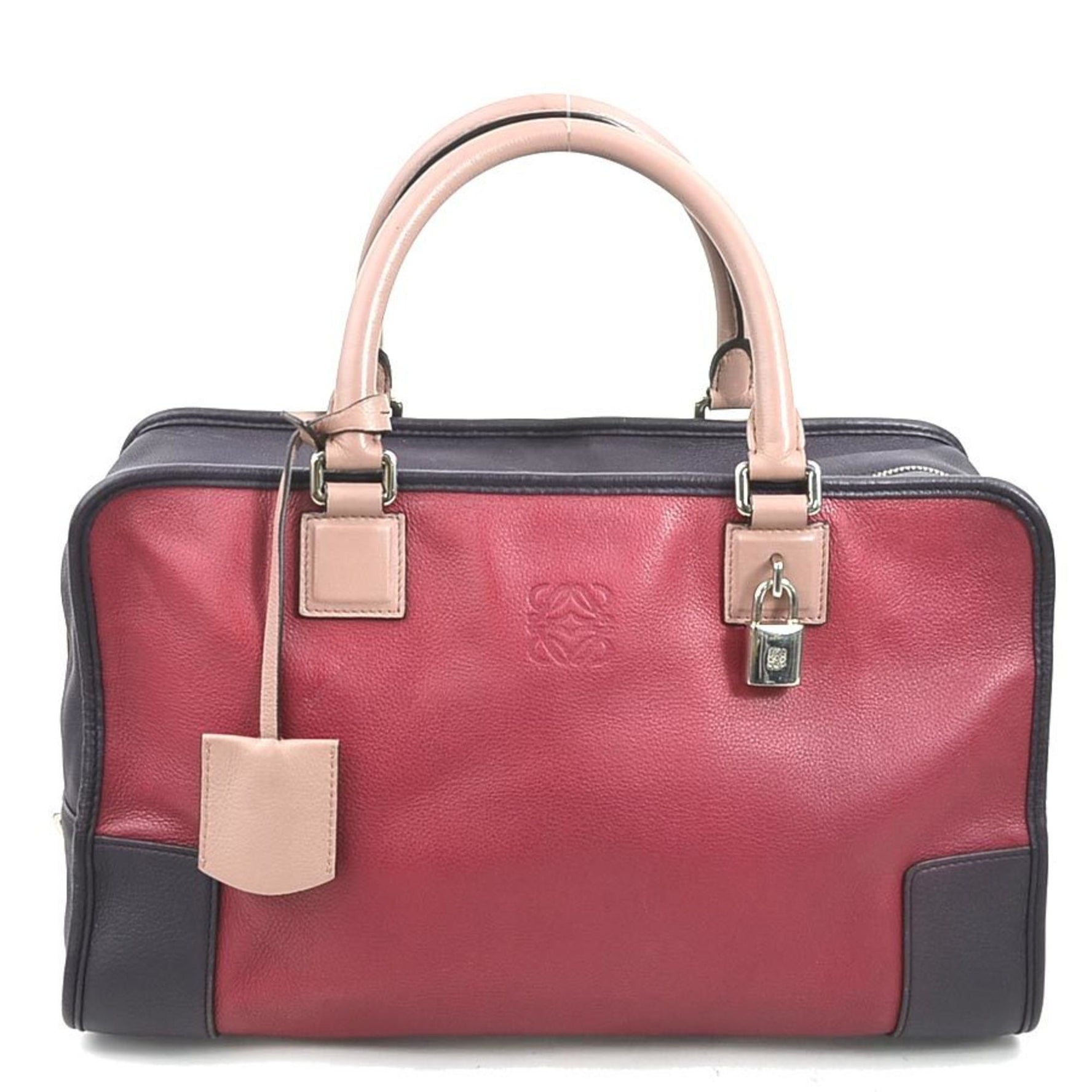 LOEWE handbag Amazona leather burgundy dark purple silver ladies