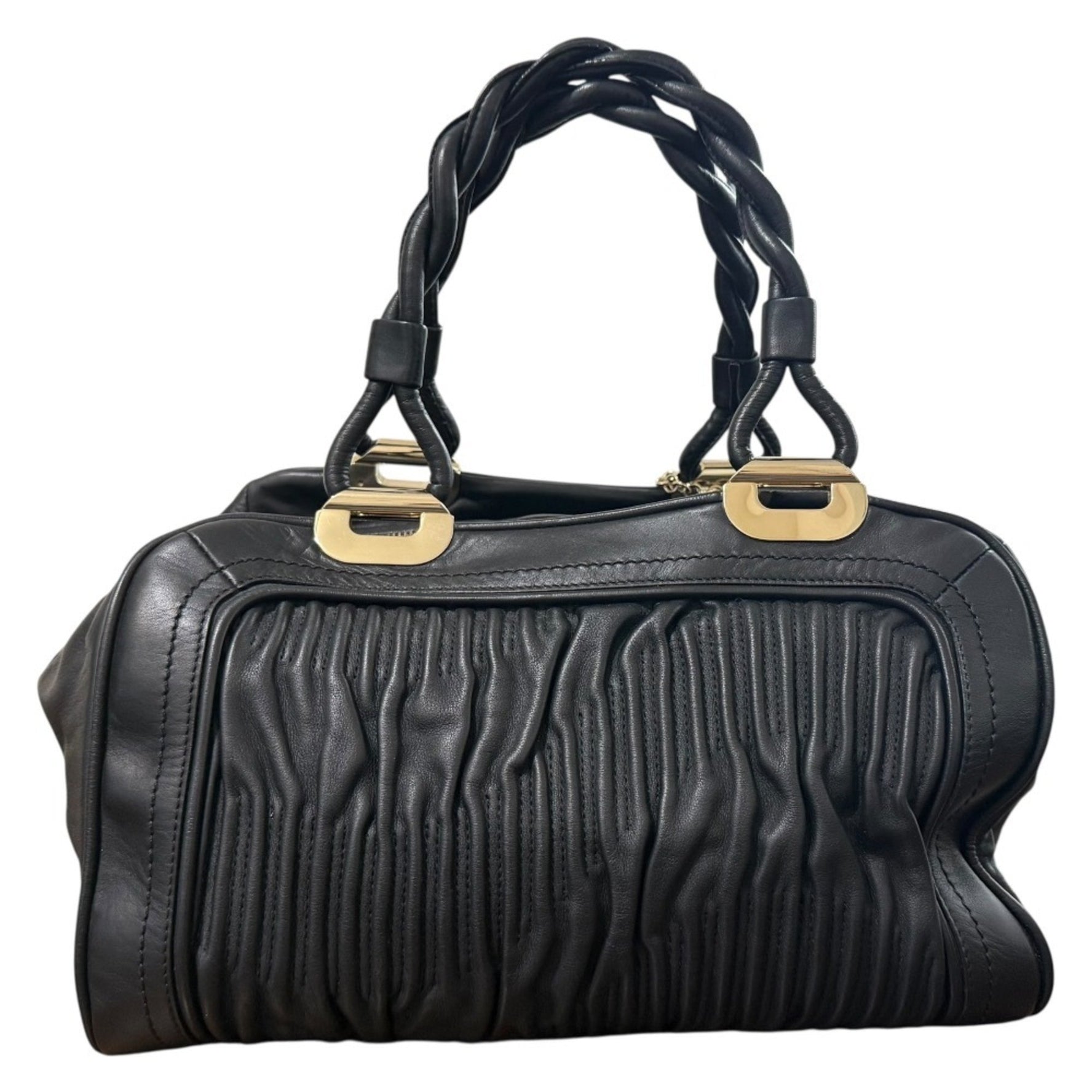 BALLY GUENDALINA-TG Nappa Leather Gathered Boston Bag