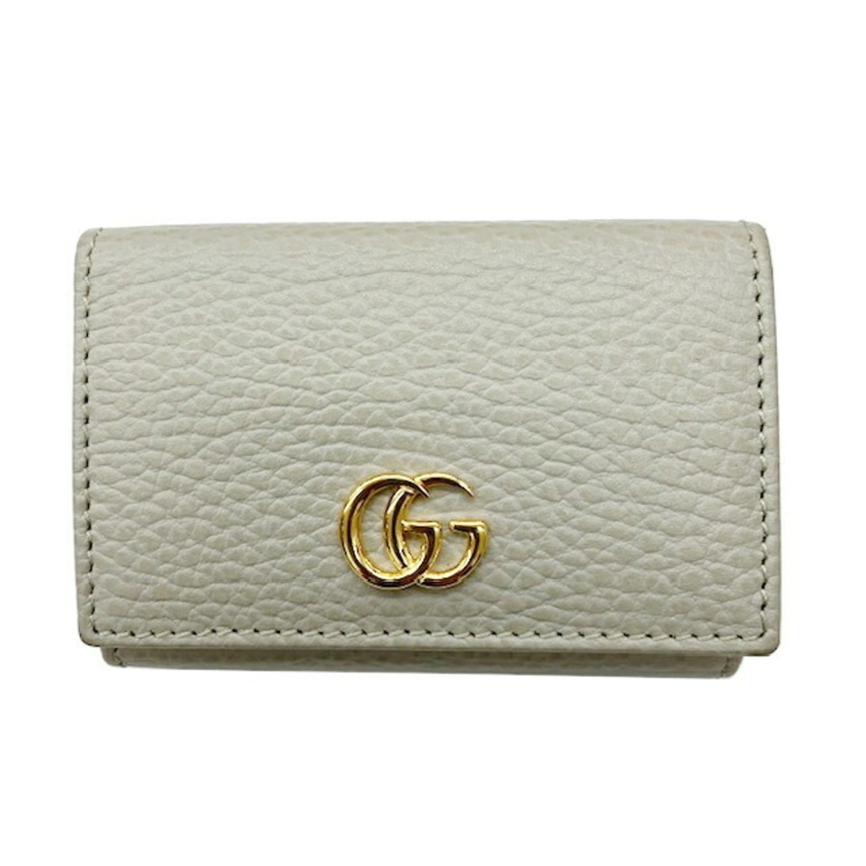 GUCCI Double G Tri-fold Wallet 735212/534563 Grey Leather Compact Accessory Women Men