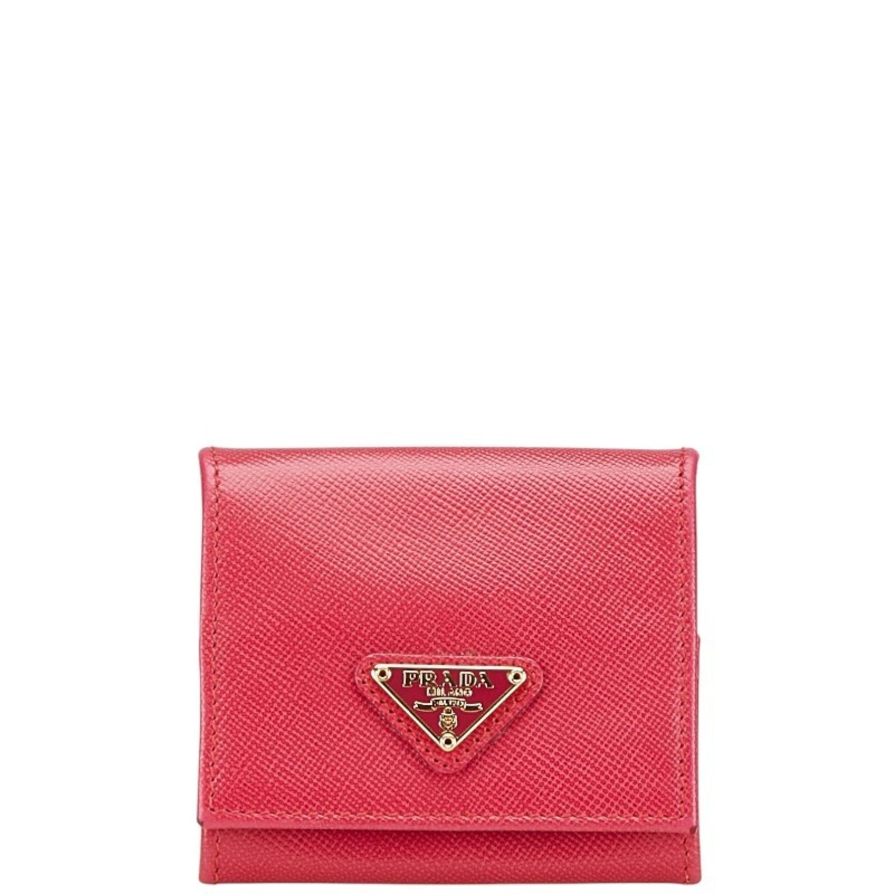 Prada Triangle Plate Coin Case, Leather