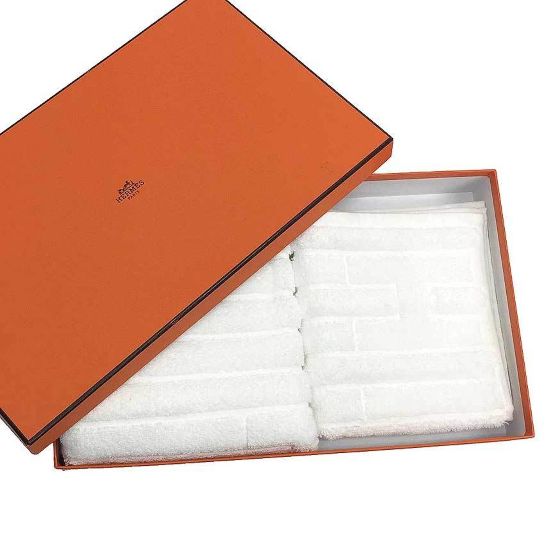 HERMES Towel set Hand towel Face CARRE EPONGE LABYRINTHE SERVIETTE INVITE 100% cotton BLANCE Preserved Men Women Unisex Unused