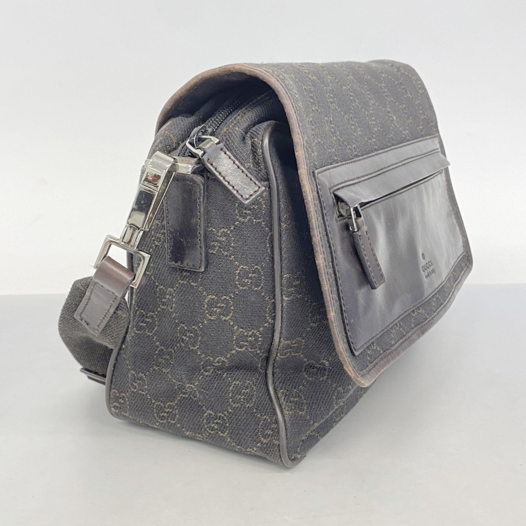 Gucci Shoulder Bag Denim Dark Brown