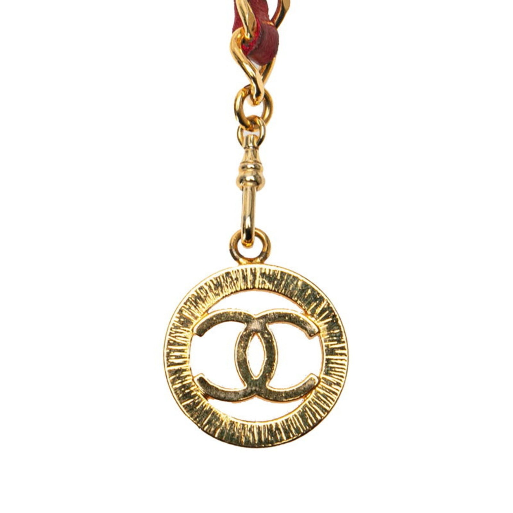 Chanel Coco Mark chain belt wine red gold leather plated
