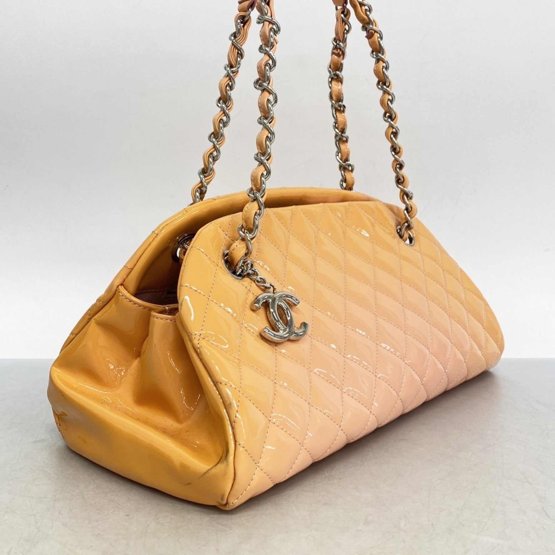 Chanel Mademoiselle Matelasse Chain Shoulder Bag in Patent Leather