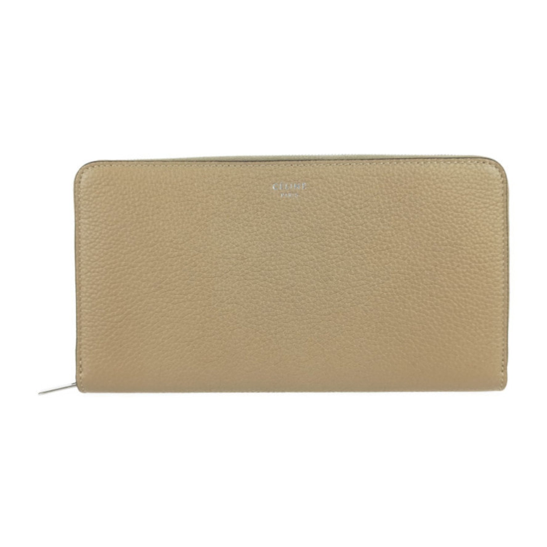 CELINE Long Wallet Large Zipped Orange Red Leather Bicolor Round