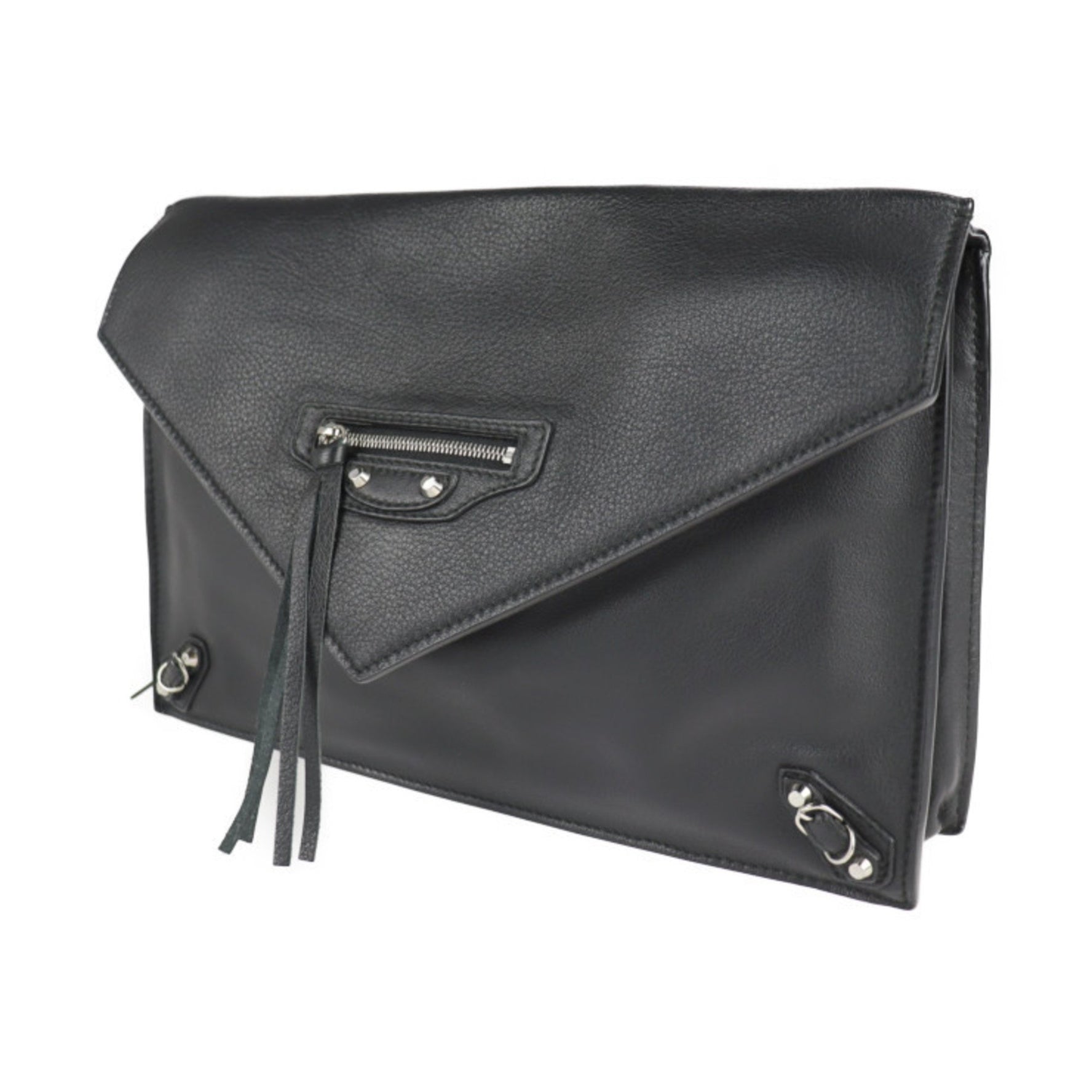 BALENCIAGA Paper Zip Around Sight Clutch Bag Calf Leather Second Handbag