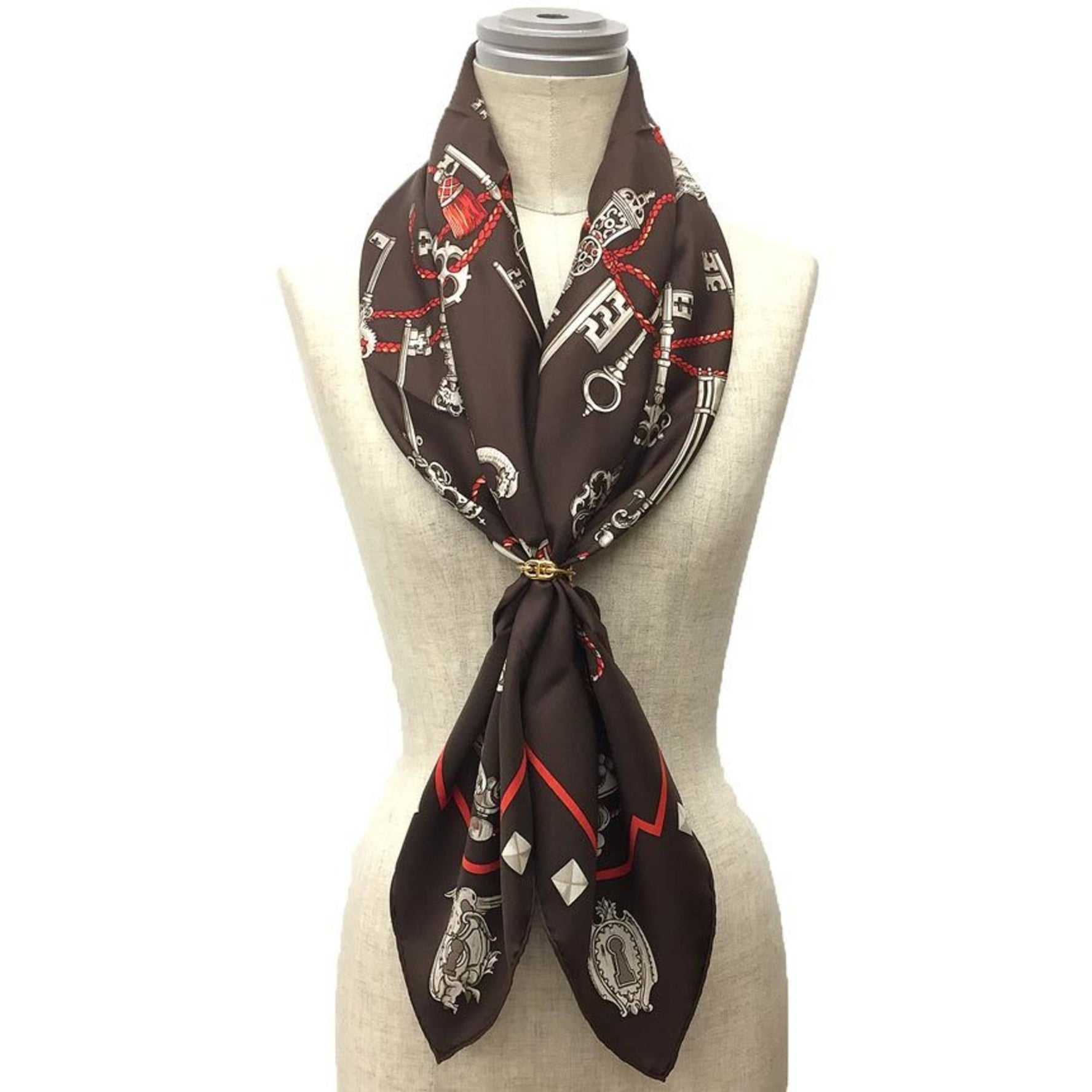 HERMES Carré 90 LES CLES Scarf, Key Pattern, Silk