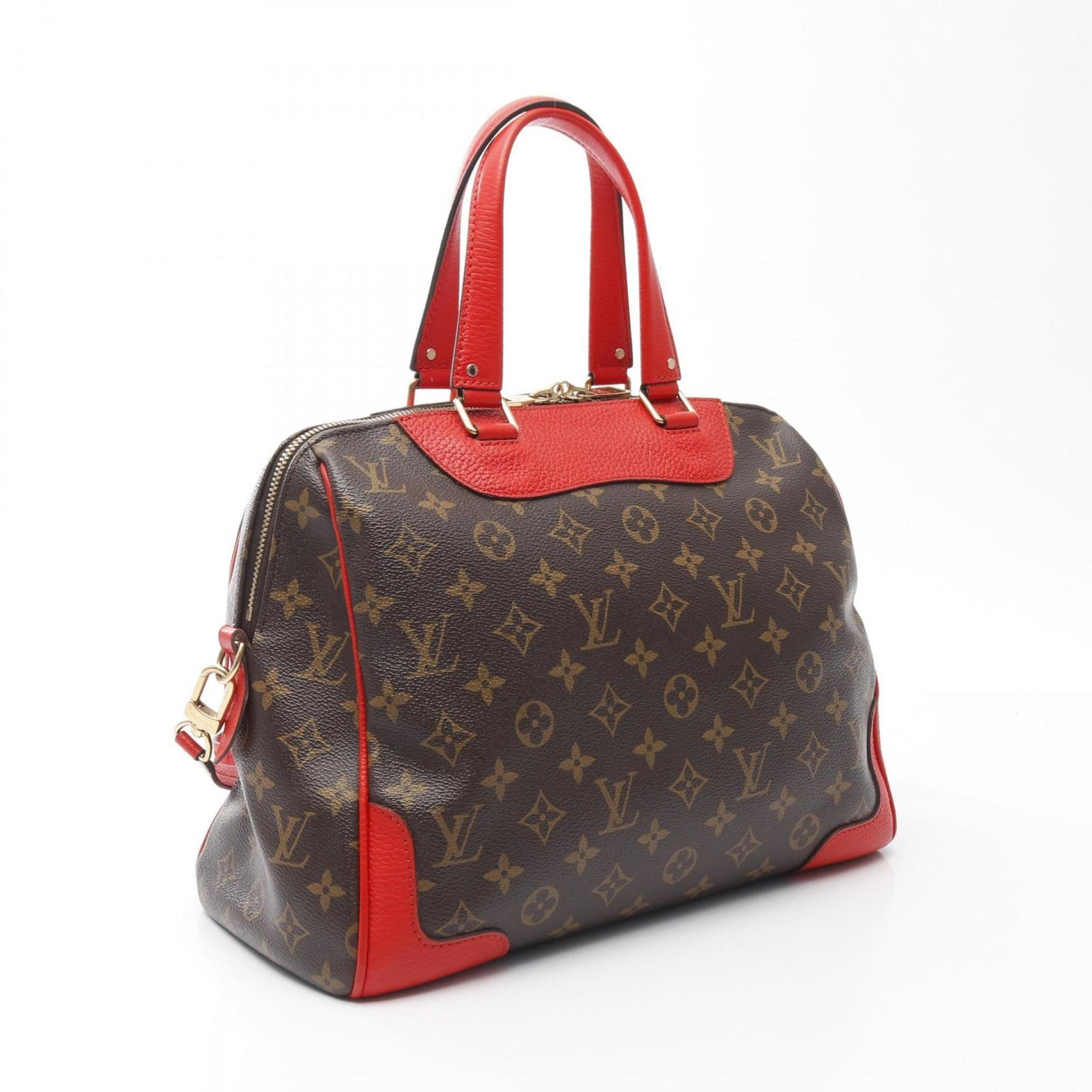 Louis Vuitton Retiro PM Handbag, Coated Canvas and Leather, Monogram, Brown Red