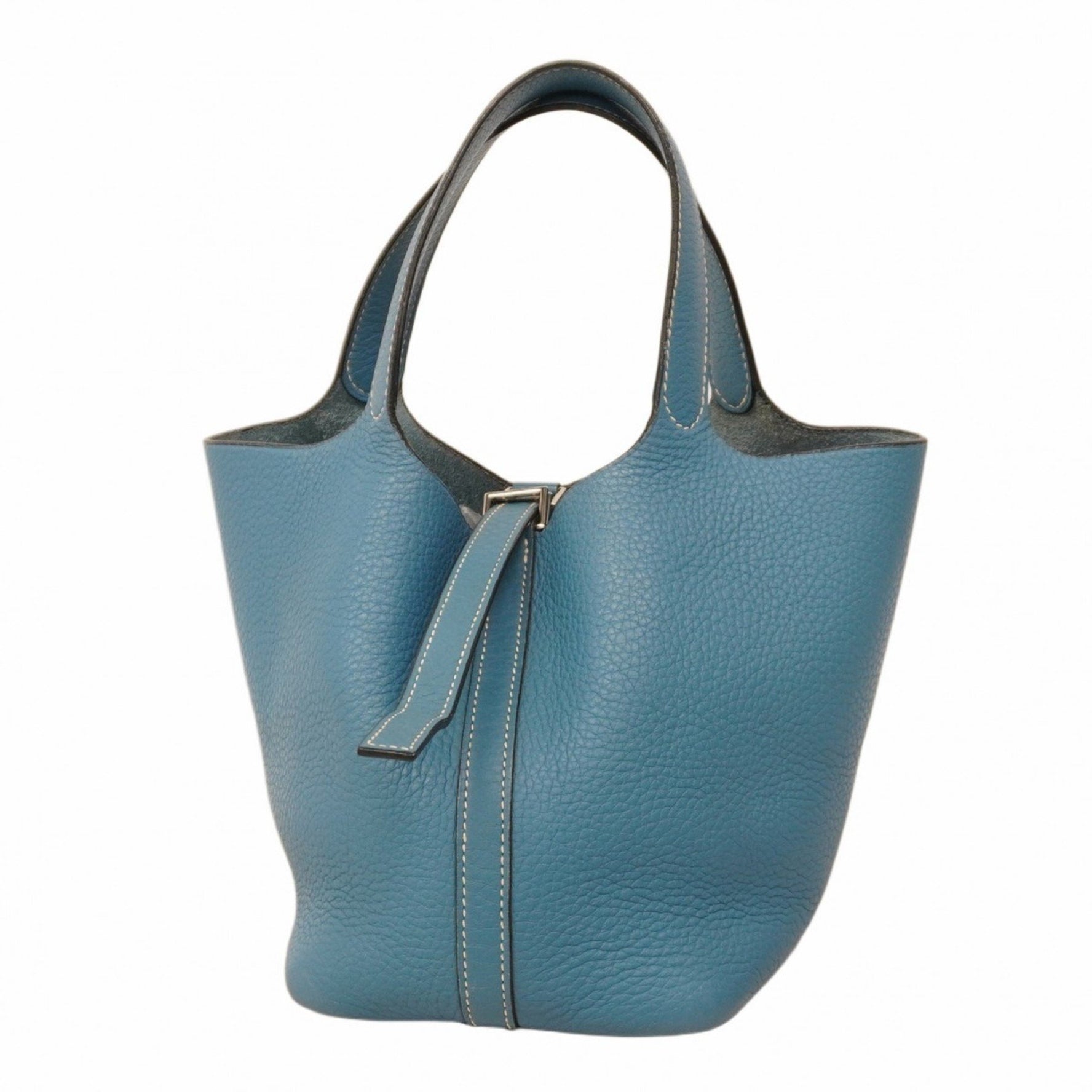 Hermes Hermès Picotin PM Handbag in Taurillon Clemence Blue Jean with F Stamp
