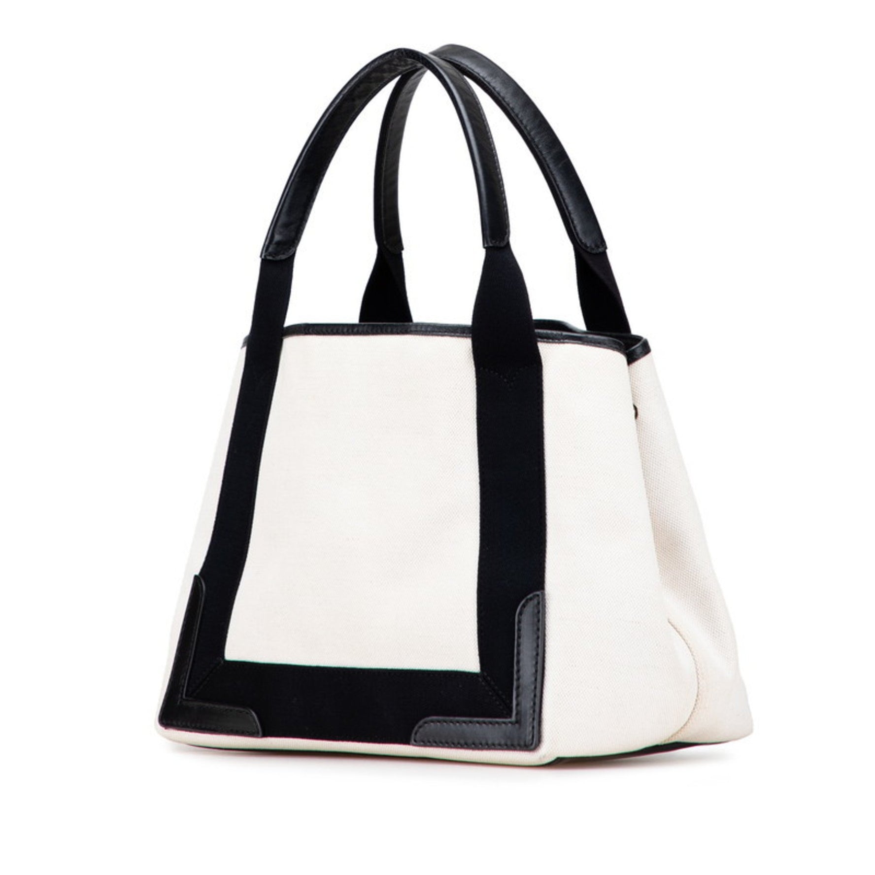 Balenciaga Navy Cabas S Handbag Tote Bag Ivory Black Canvas Leather