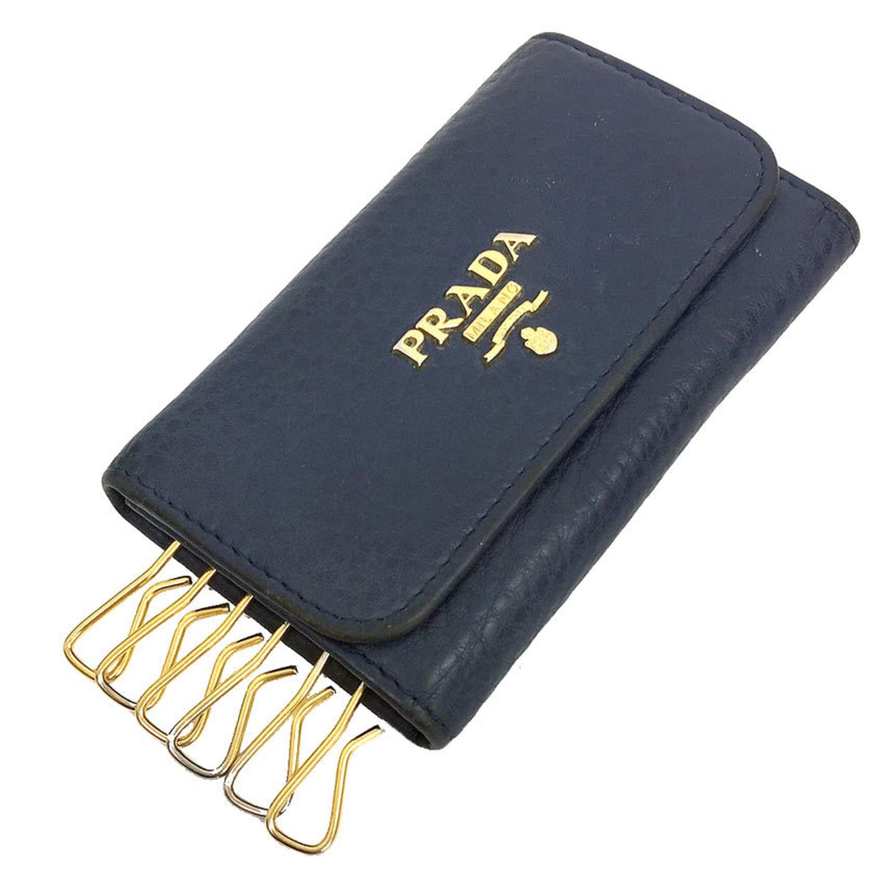 PRADA Key Case VITELLO GRAIN INCHIOSTRO