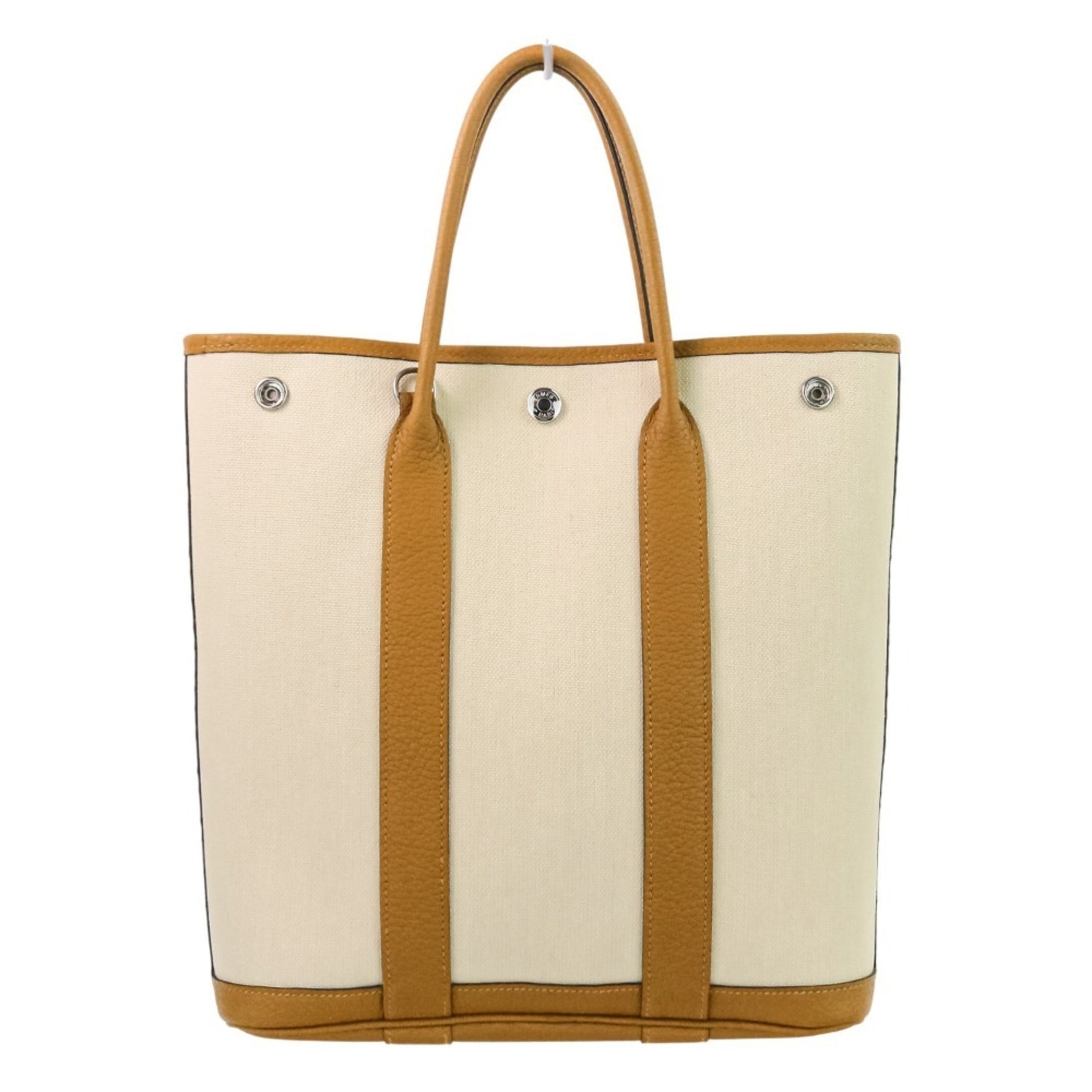 HERMES Garden File PM Shoulder Bag Tote Y Stamped Bedon Ocher