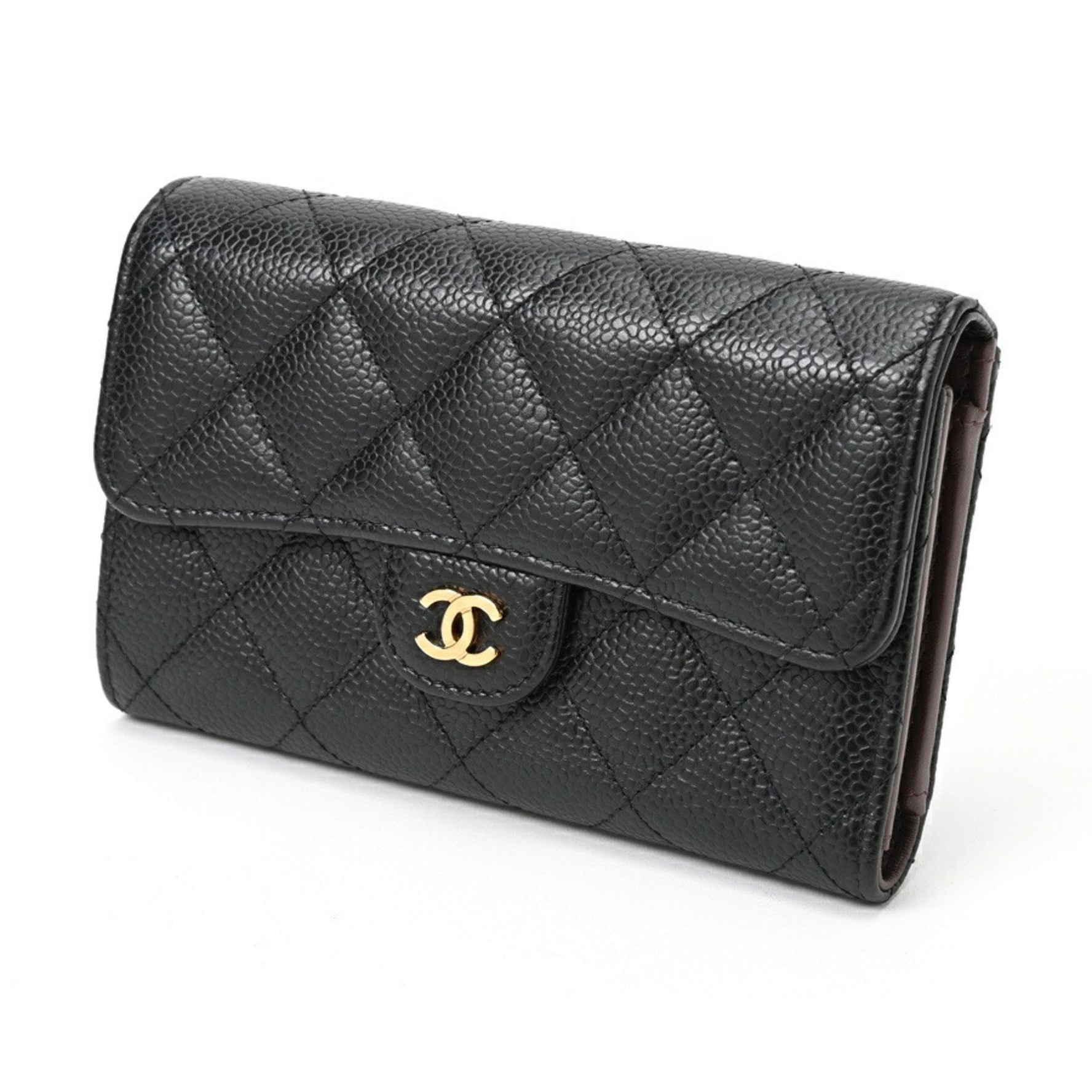 CHANEL Matelasse Medium Flap Wallet Tri-fold Caviar Skin