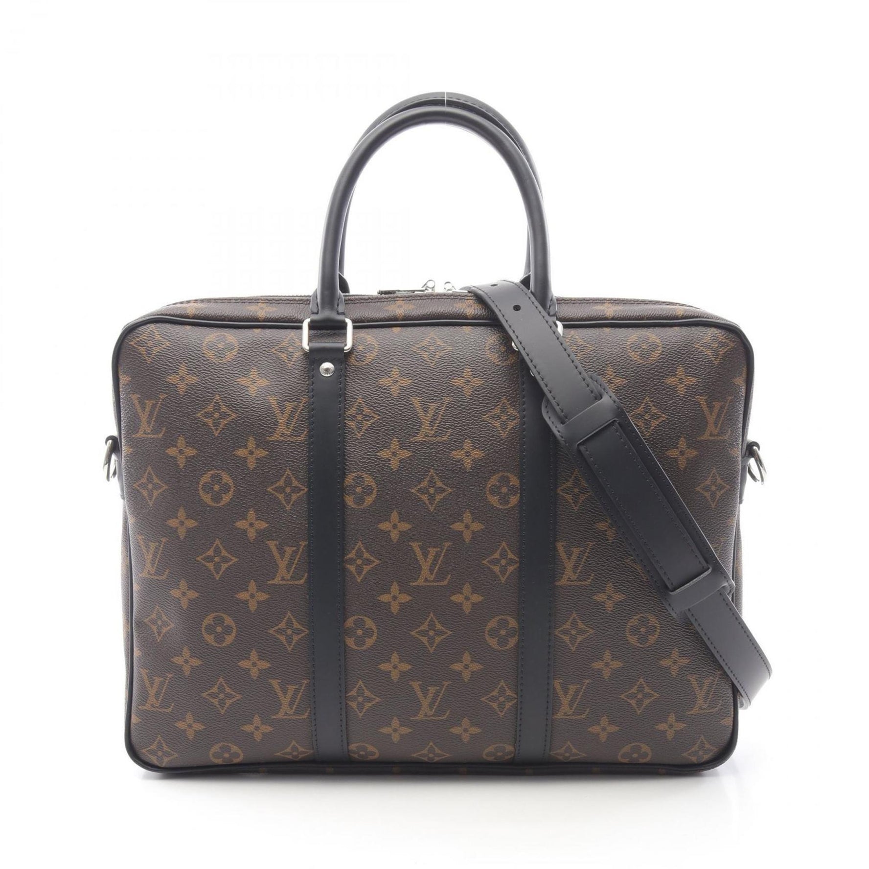 Louis Vuitton PDV PM Briefcase, Coated Canvas and Leather, Monogram Macassar, Brown Black