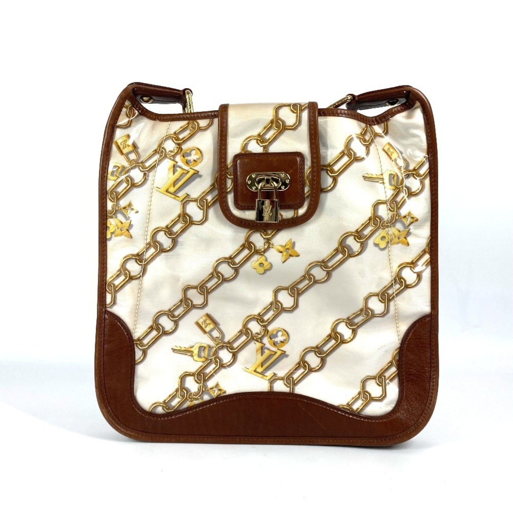 Louis Vuitton Monogram Charm Musette Bag Crossbody Shoulder Vinyl Leather White