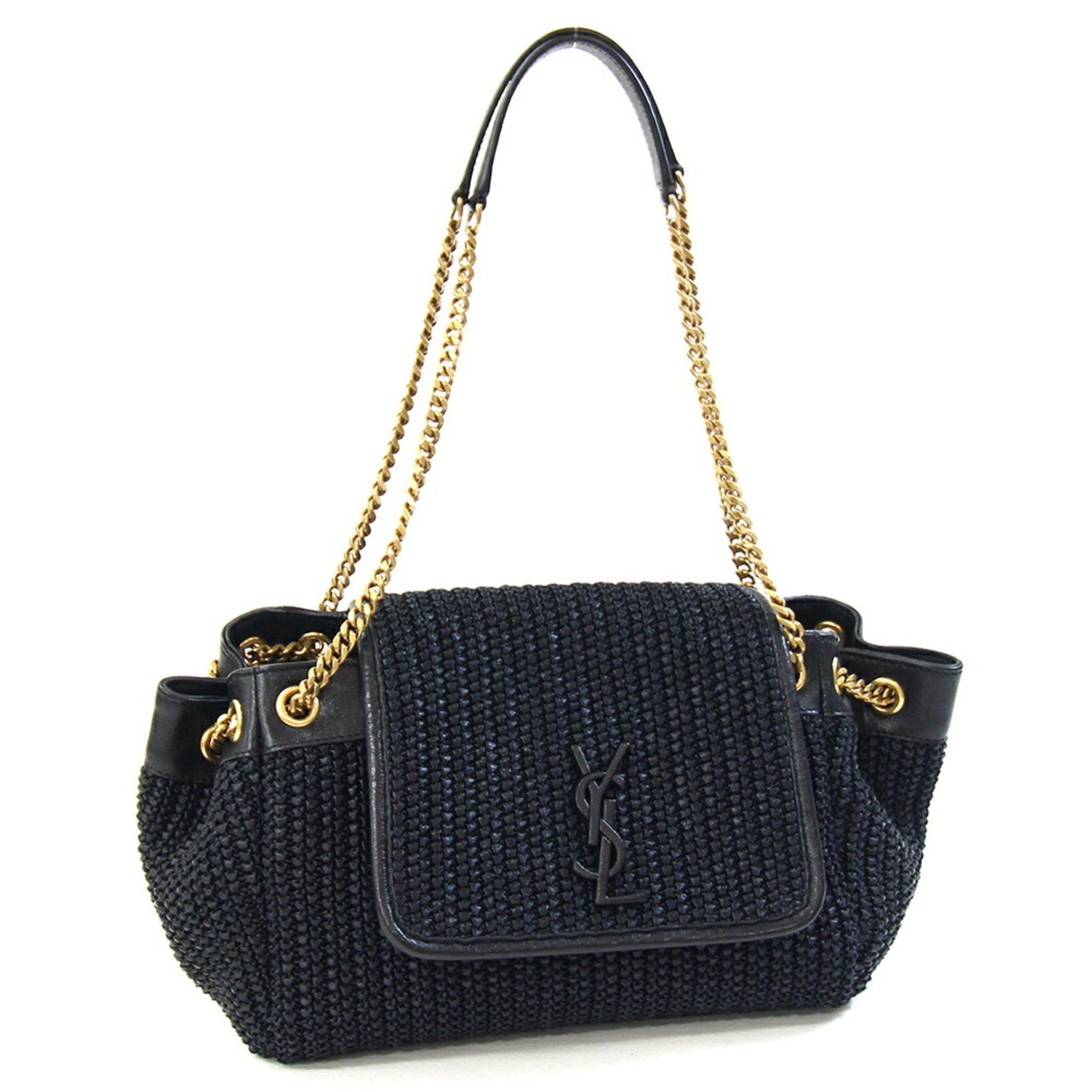 Saint Laurent Nolita Handbag Raffia Leather Chain Shoulder Bag