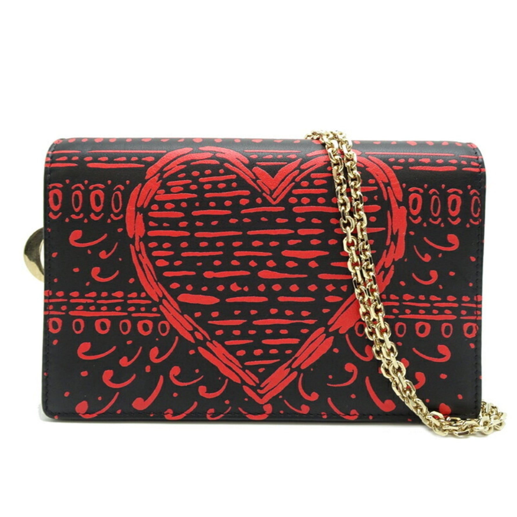 Christian Dior Wallet on Chain Second Bag Leather Black