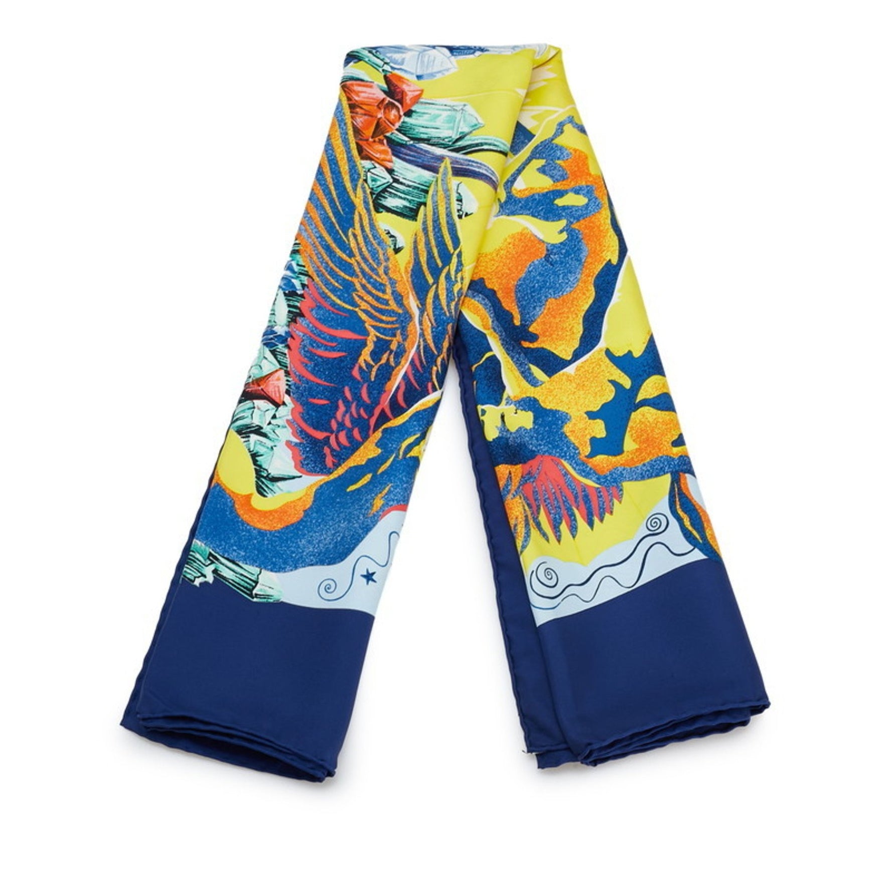 Hermes Hermès Carré 90 "THE ALFEE" Anniversary AUBE LIBRE COMME L'ANGE Dawn Scarf, Blue Multicolor Silk