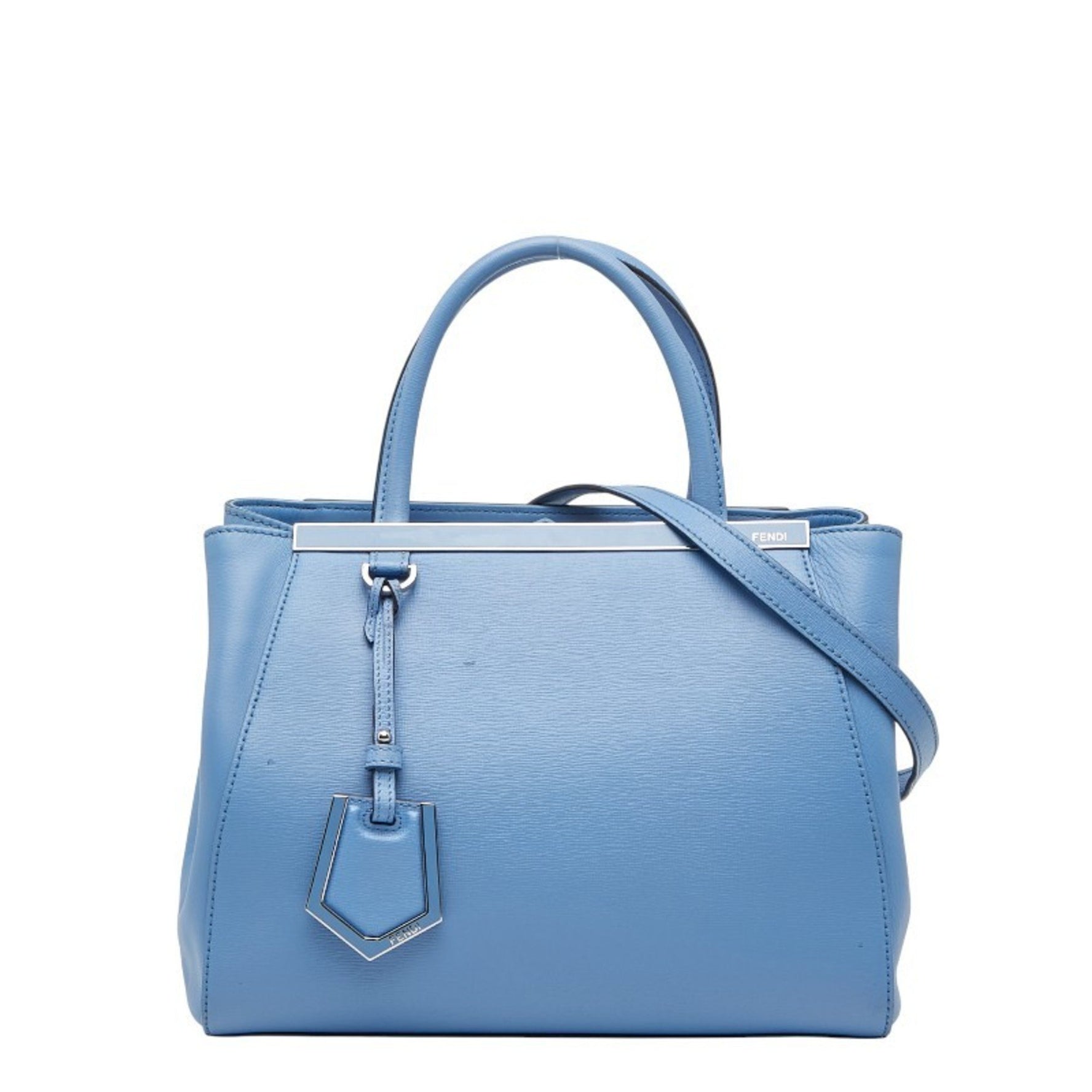 Fendi Petit Toujours Handbag/Shoulder Bag Light Blue Leather