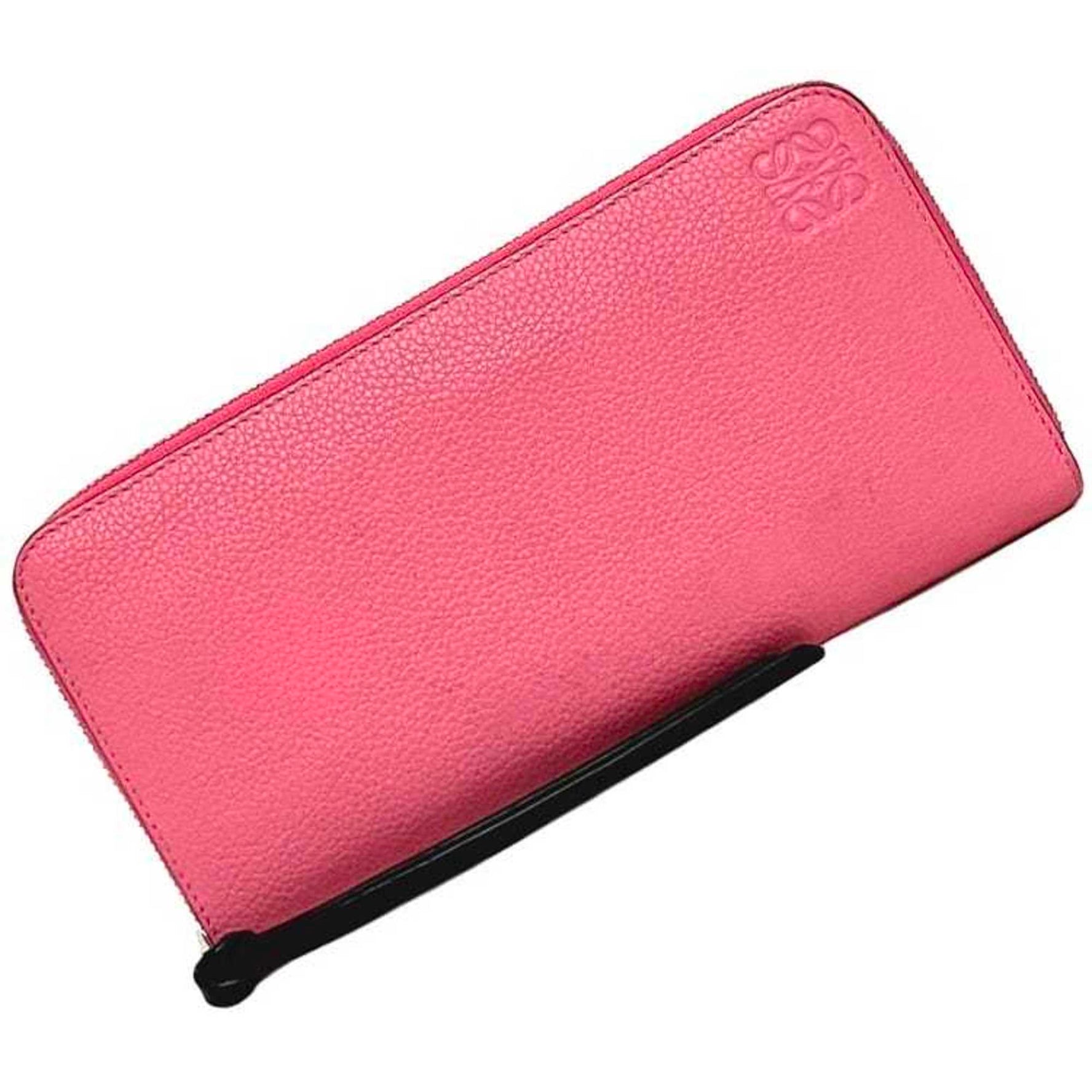 LOEWE Round Long Wallet Anagram Leather Card One Color