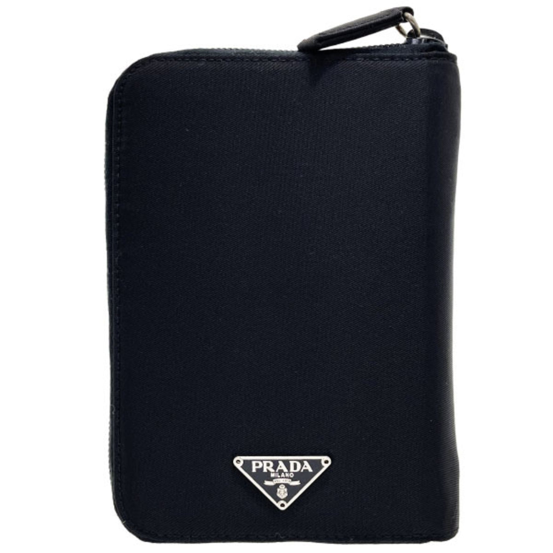 Prada Planner Cover Triangle Agenda Nylon Leather Black M84 PRADA Plate Round TESSUTO NERO YY-14448