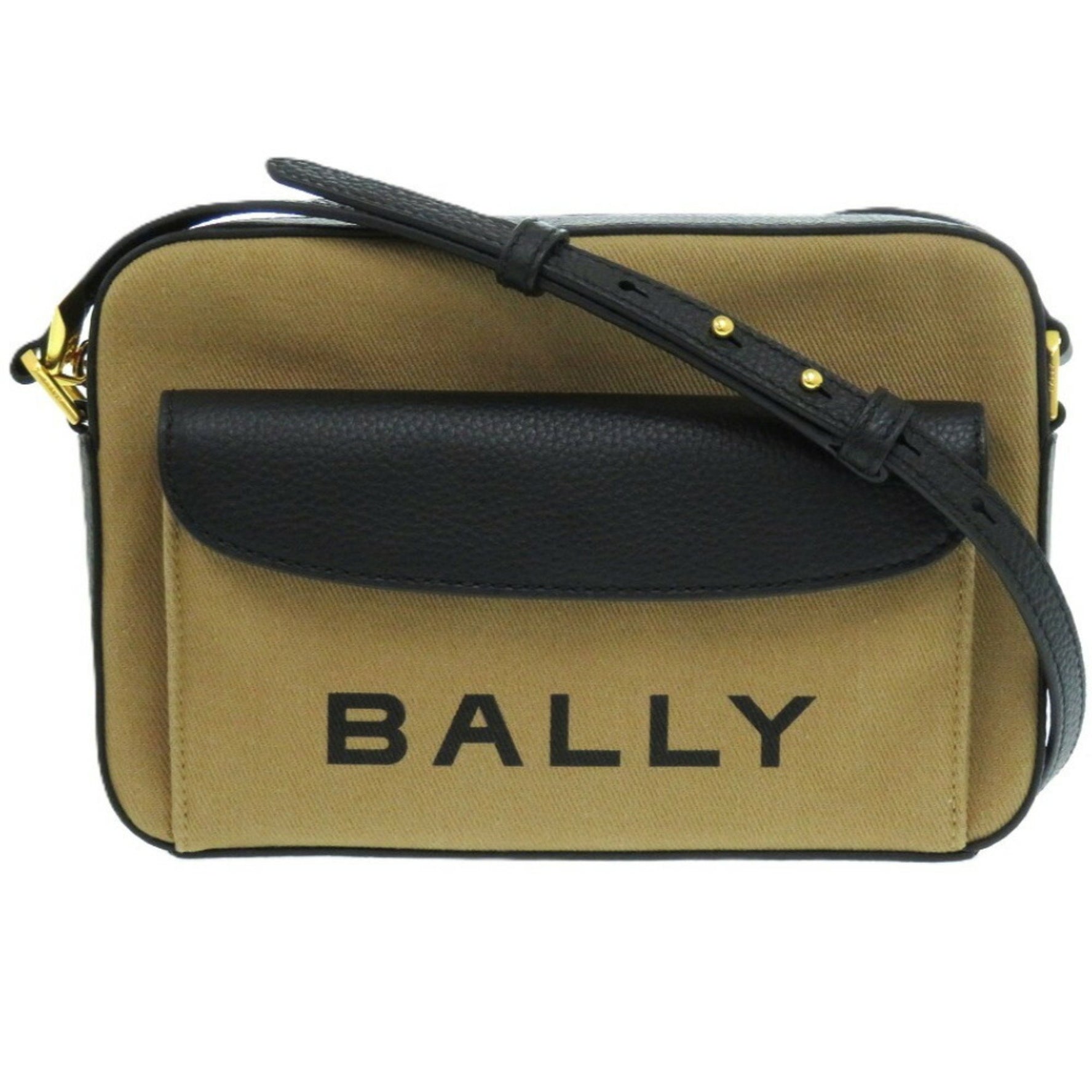 Unused Bally Bardanian Fabric Canvas Leather Sand Beige Brown Shoulder Bag 0937BALLY